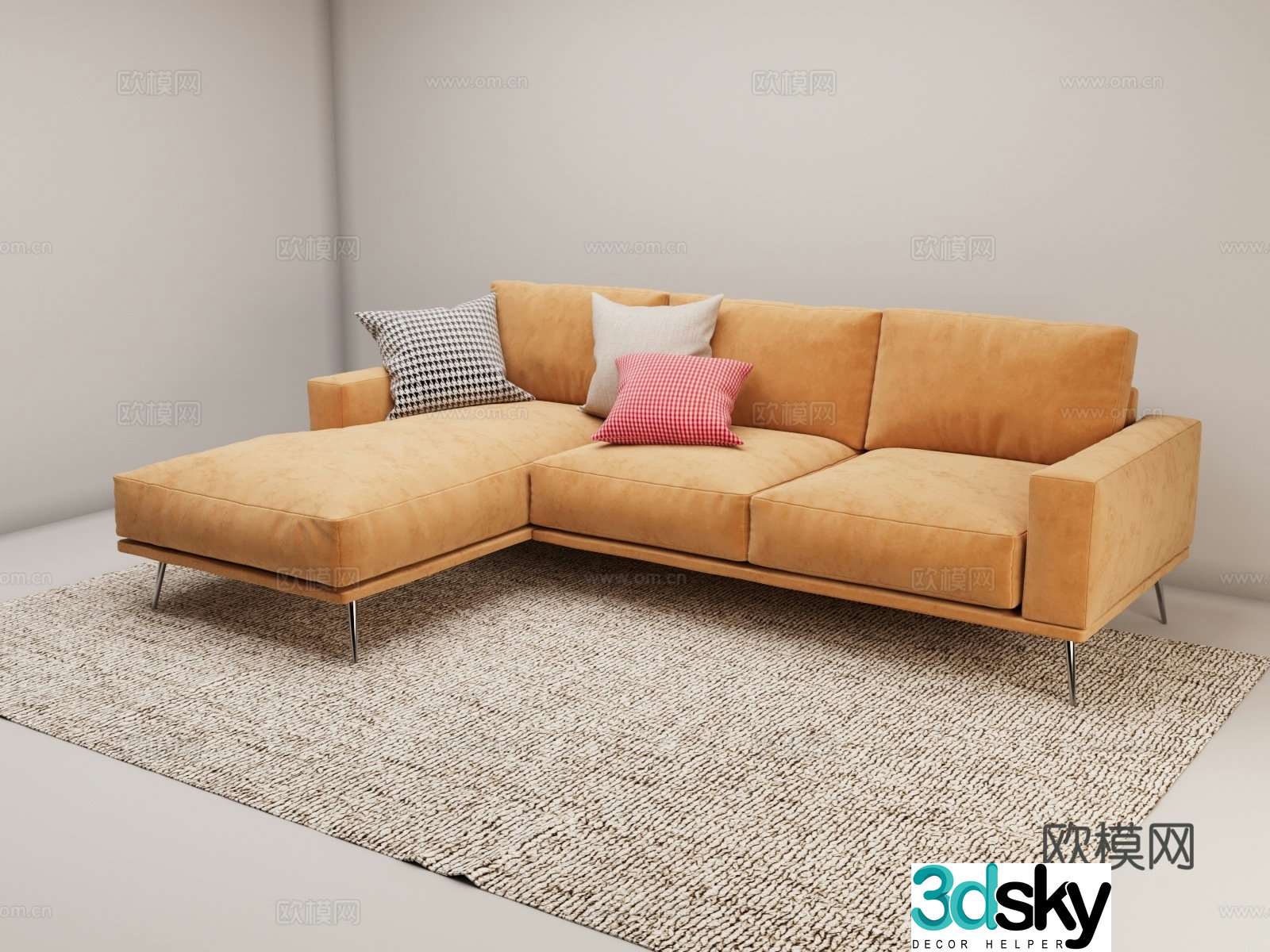 Multi-person sofa corner sofa 3d model