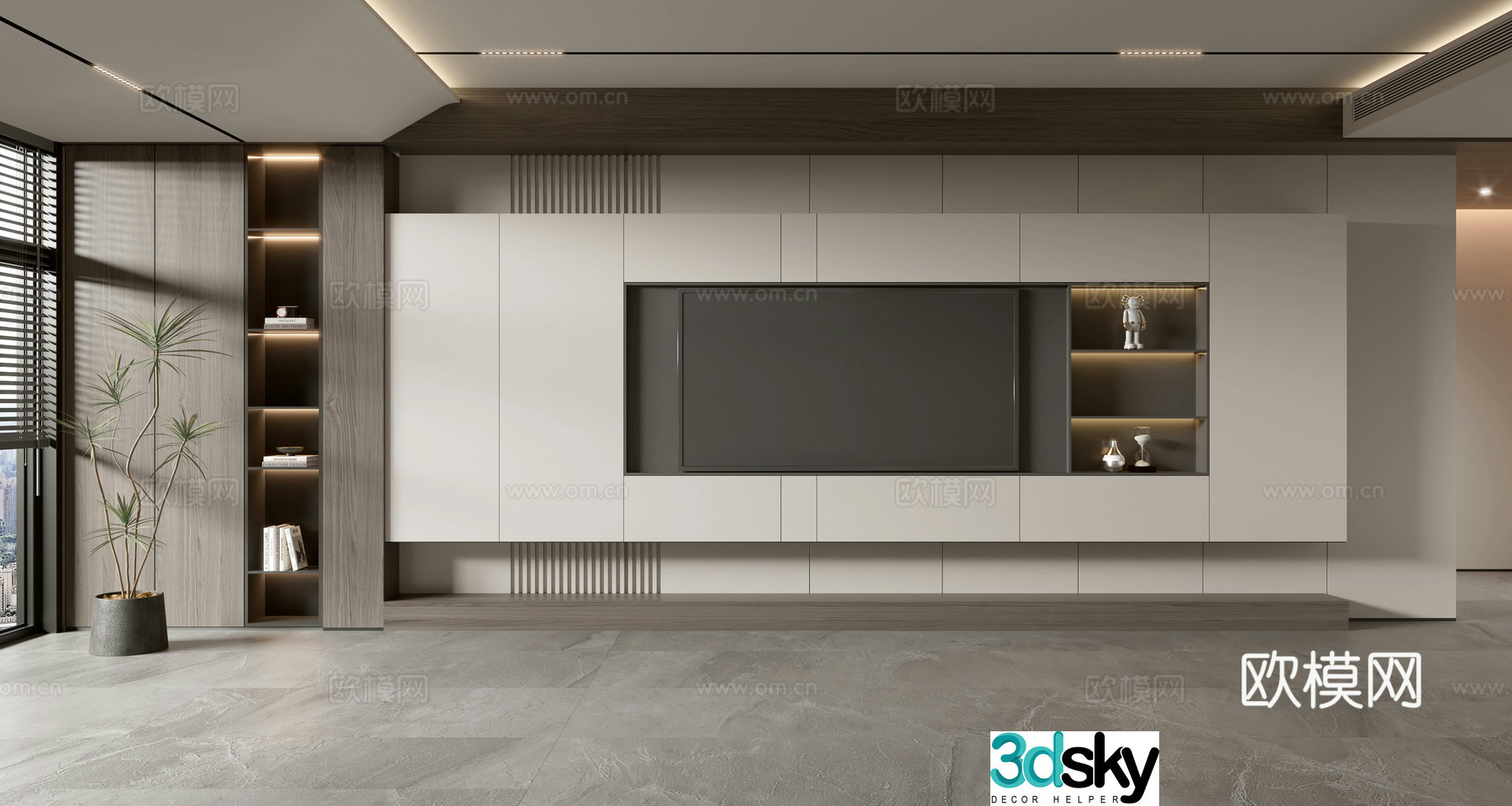 Modern TV background wall 3d model