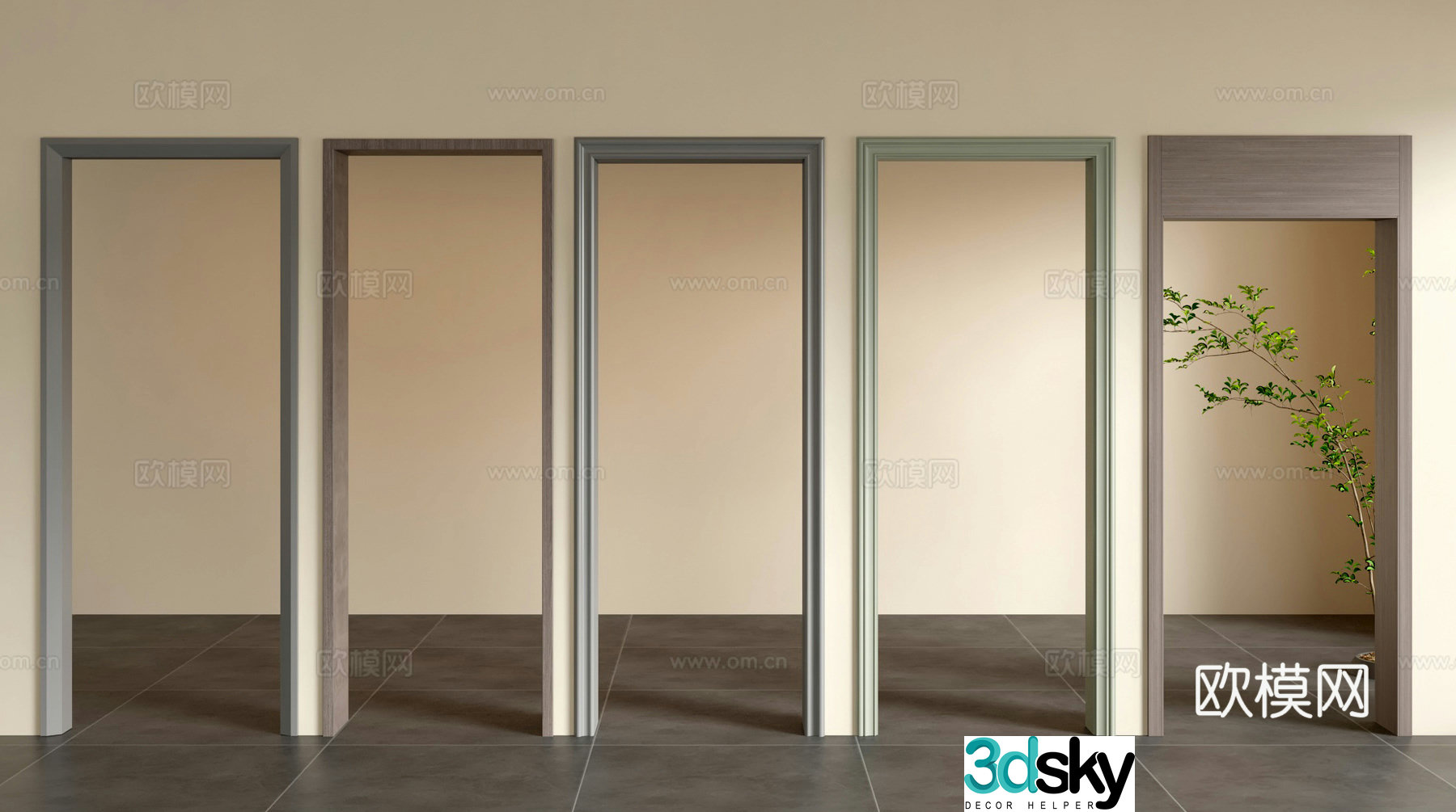 Modern door cover door hole 3d model
