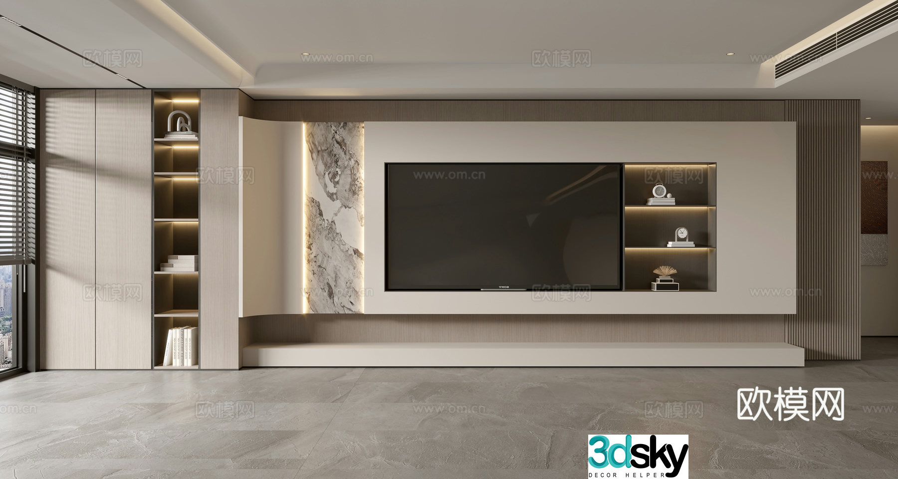 Modern TV background wall 3d model