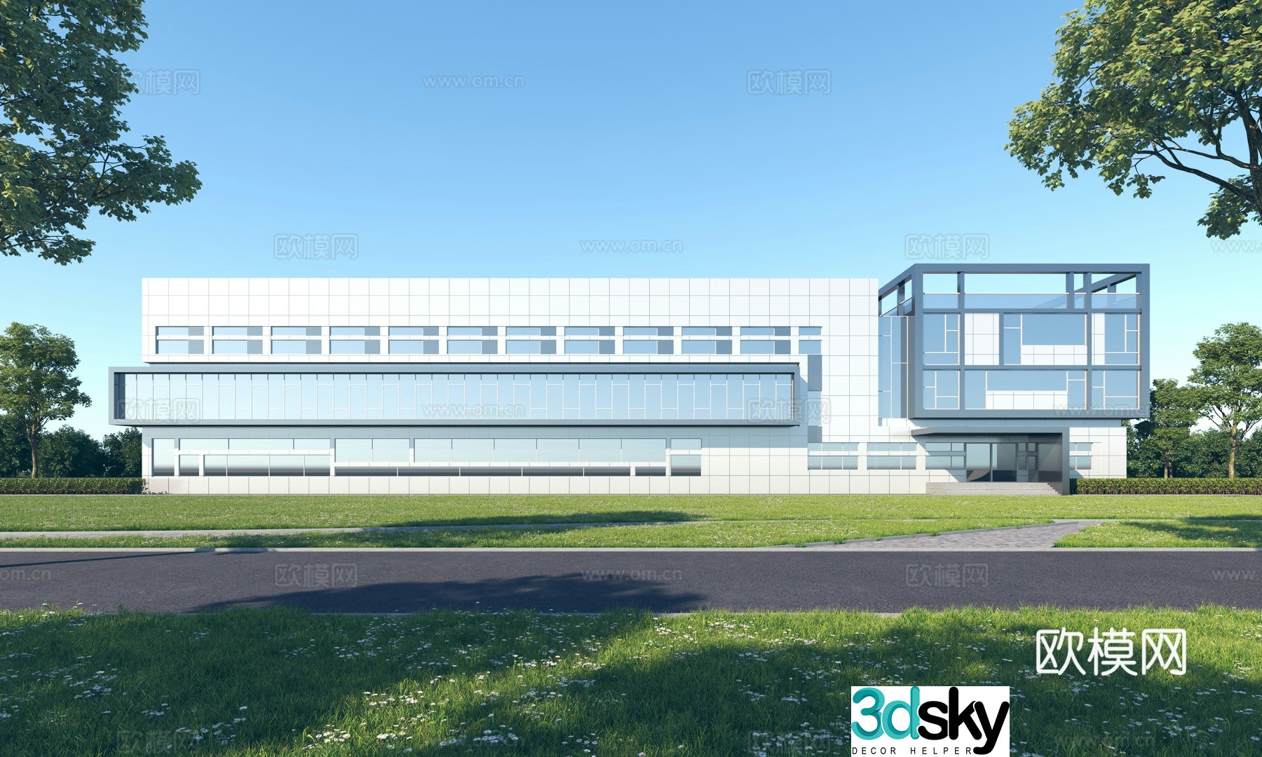Modern office building exterior 3d model