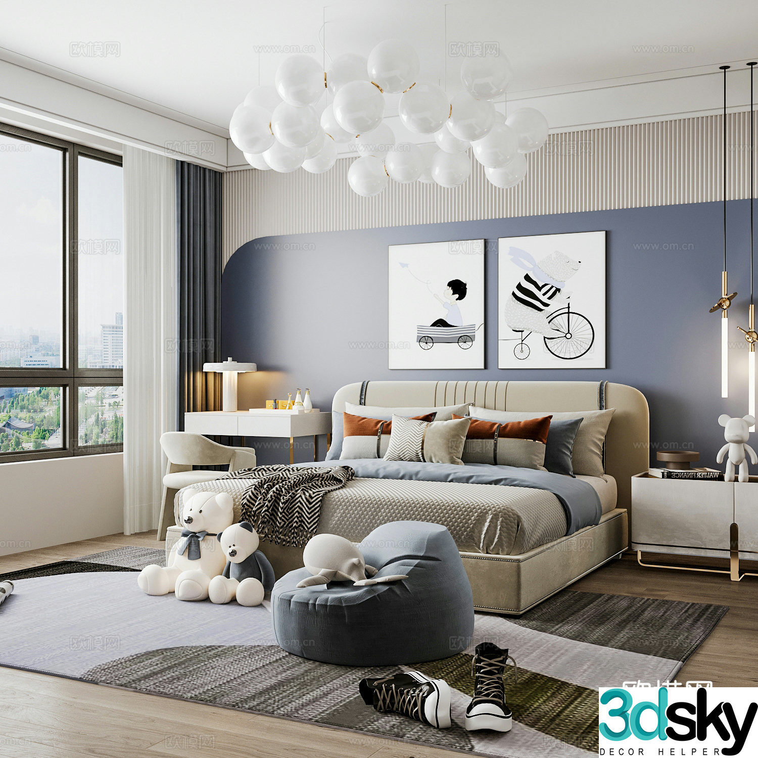 Modern children’s room boy’s room 3d model