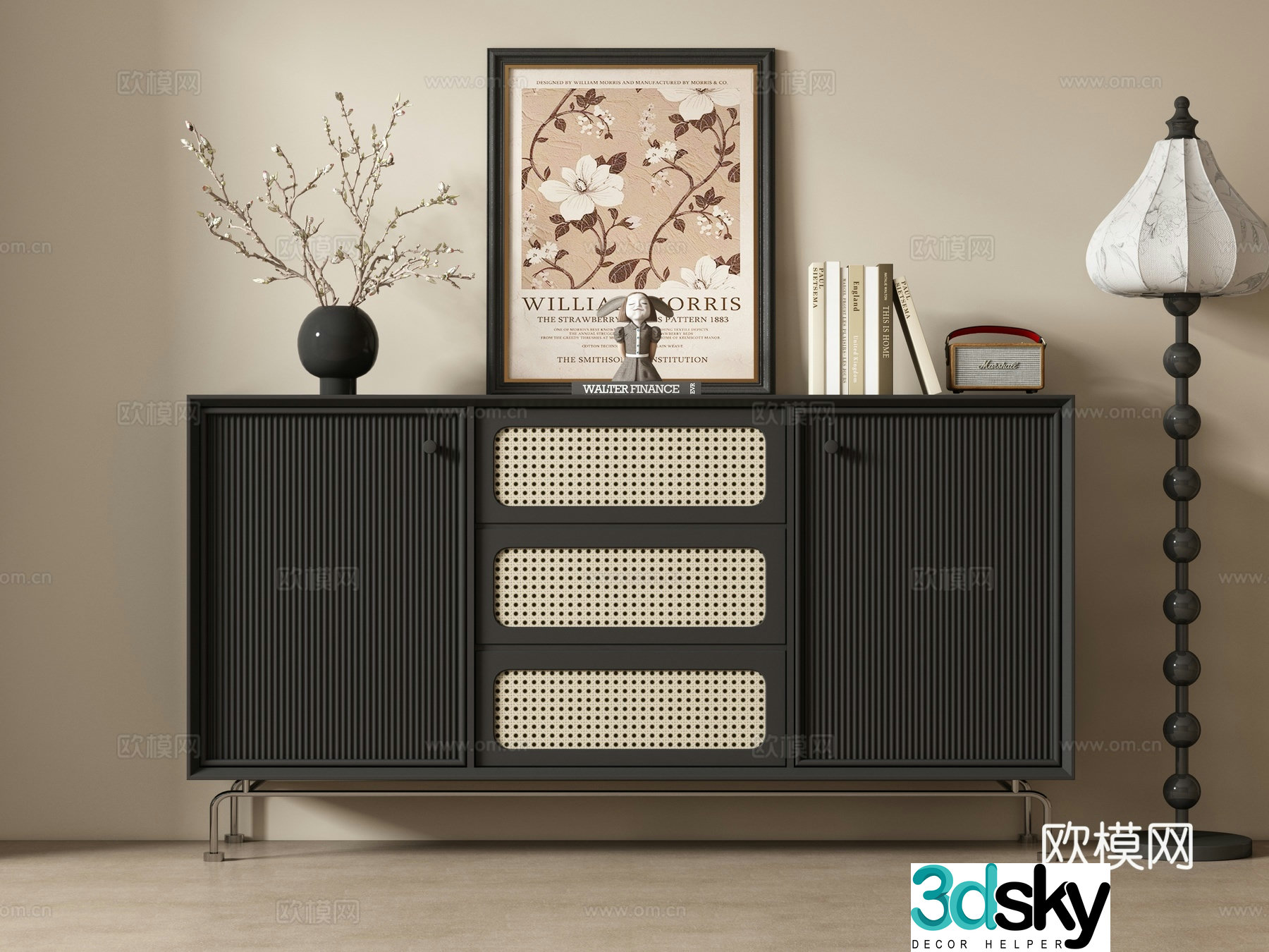Medieval style entrance cabinet 3D model