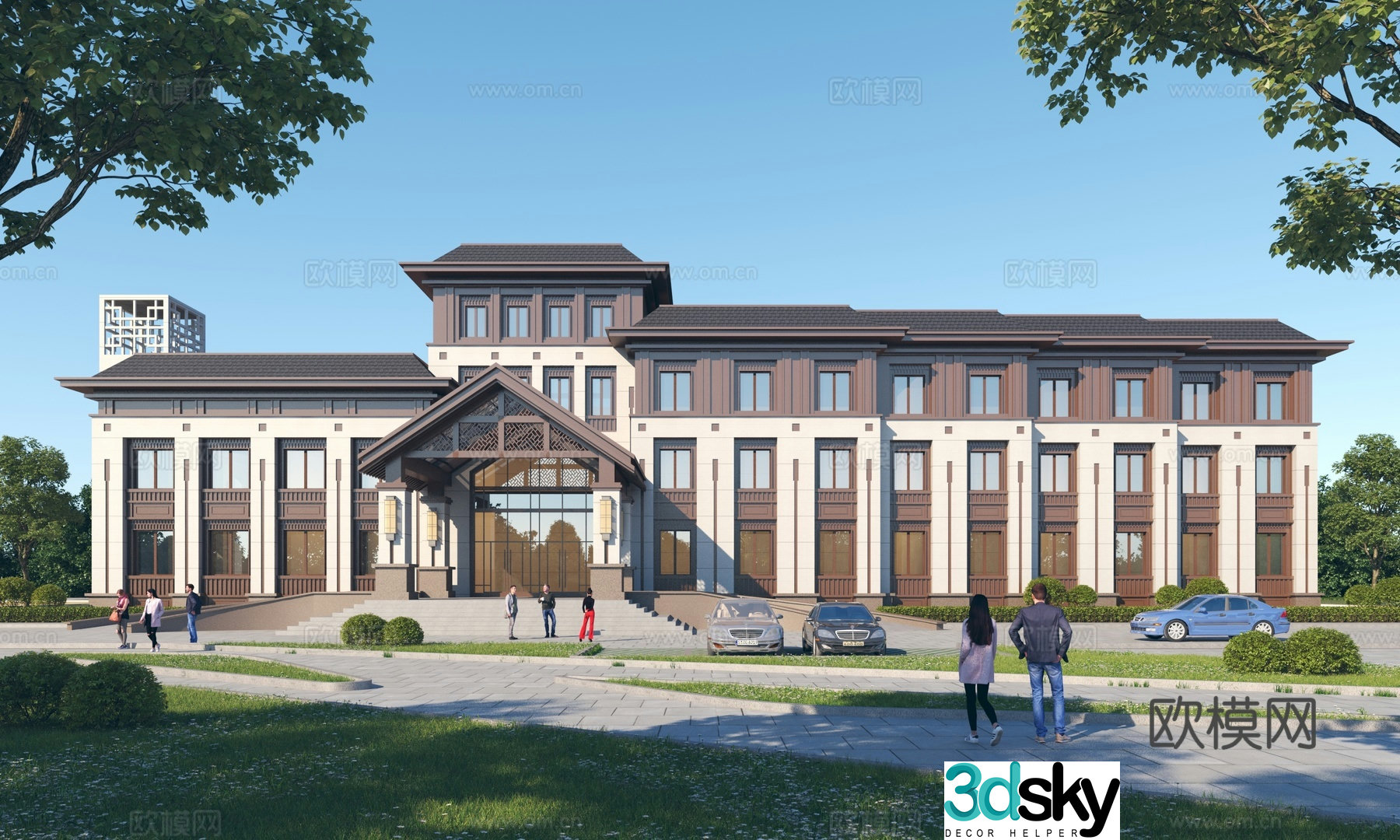 New Chinese hotel exterior club appearance 3D model