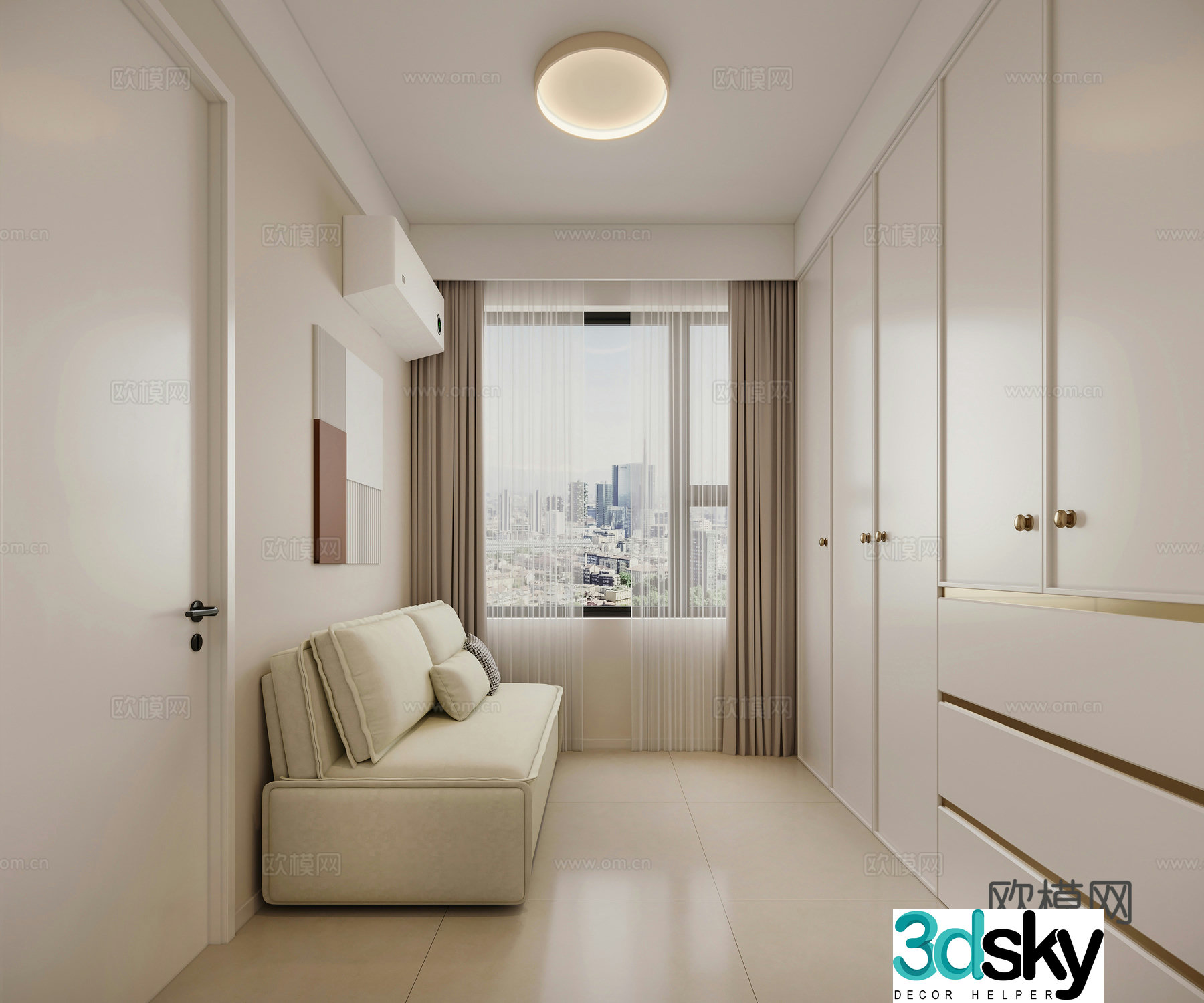 Cream trench coat room 3d model