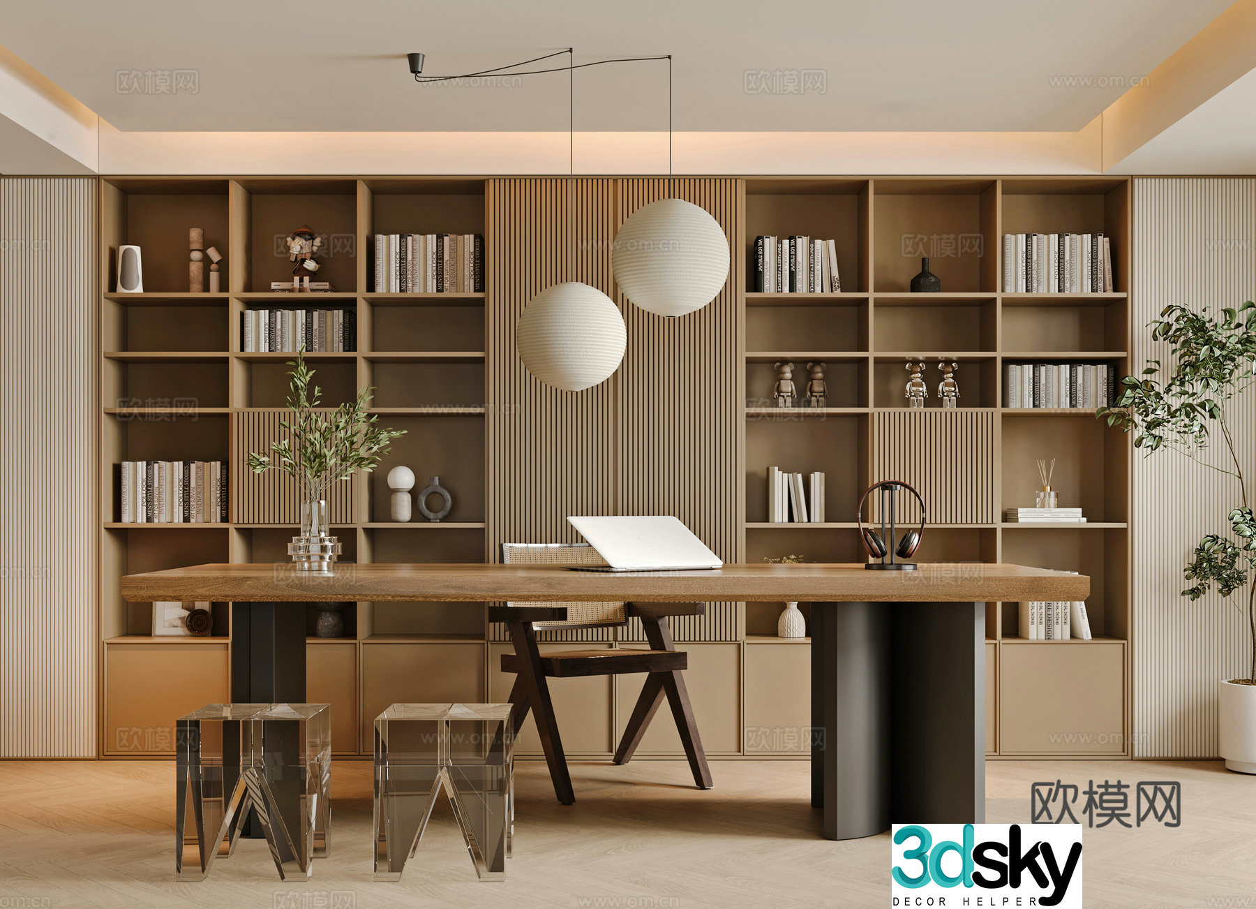 Middle-aged study room 3D model