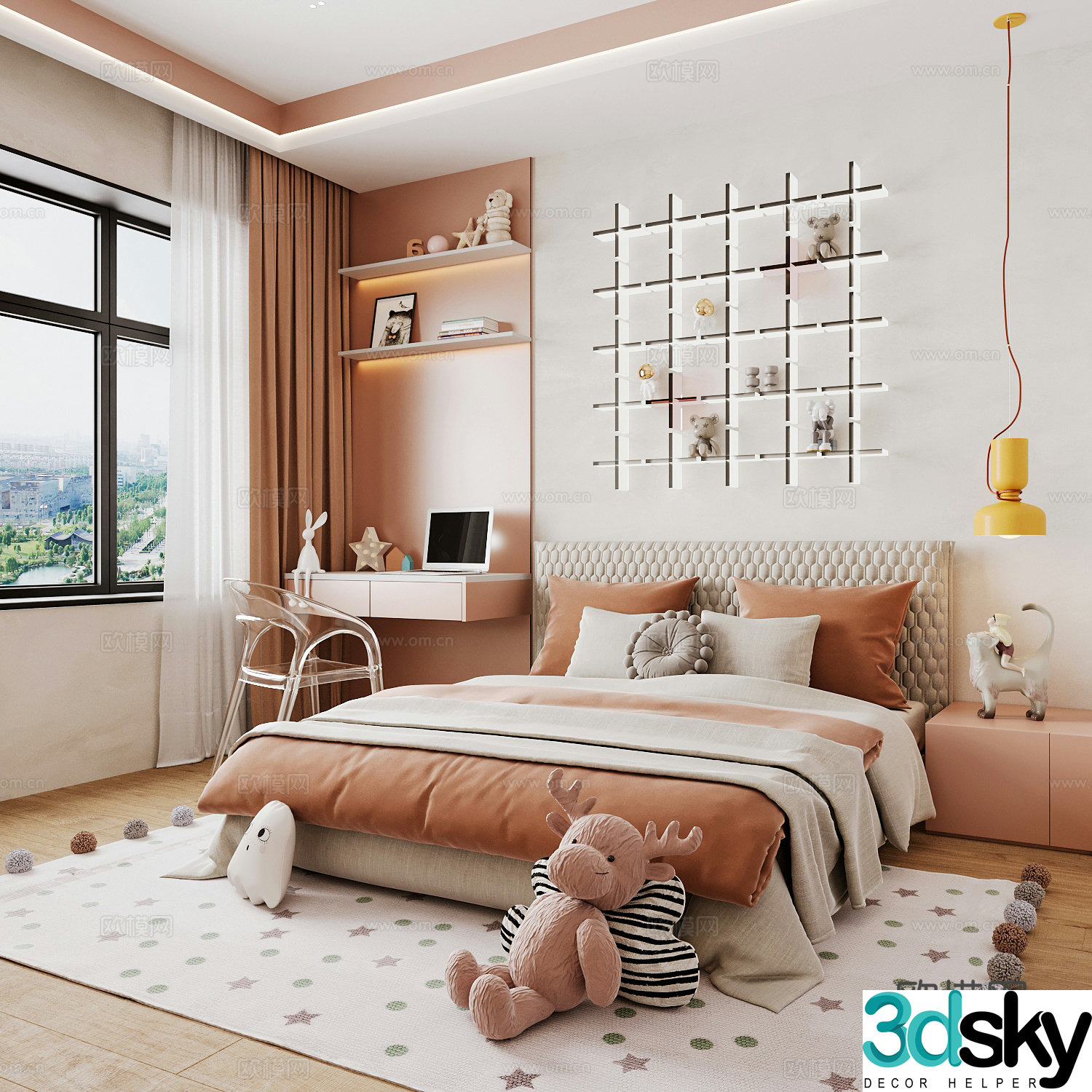 Modern children’s room girl’s room 3d model