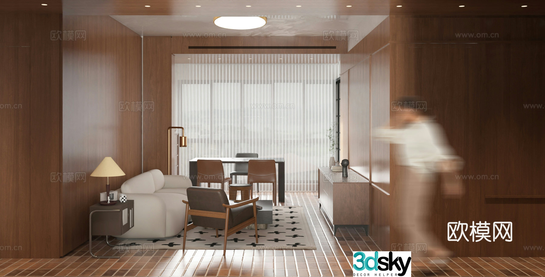 3D model of medieval style living room restaurant