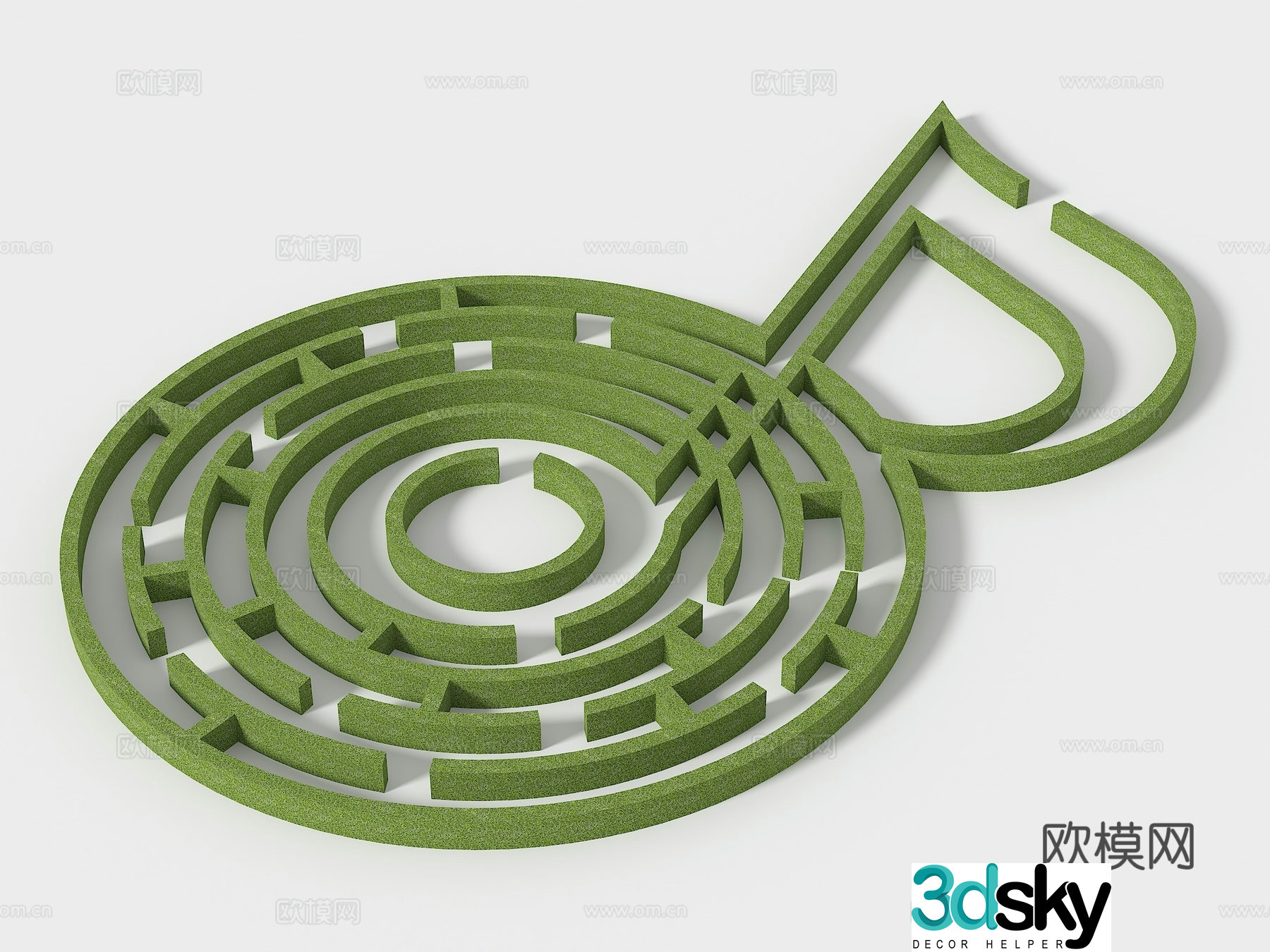 Modern landscape maze music maze musical note maze plant maze 3d model