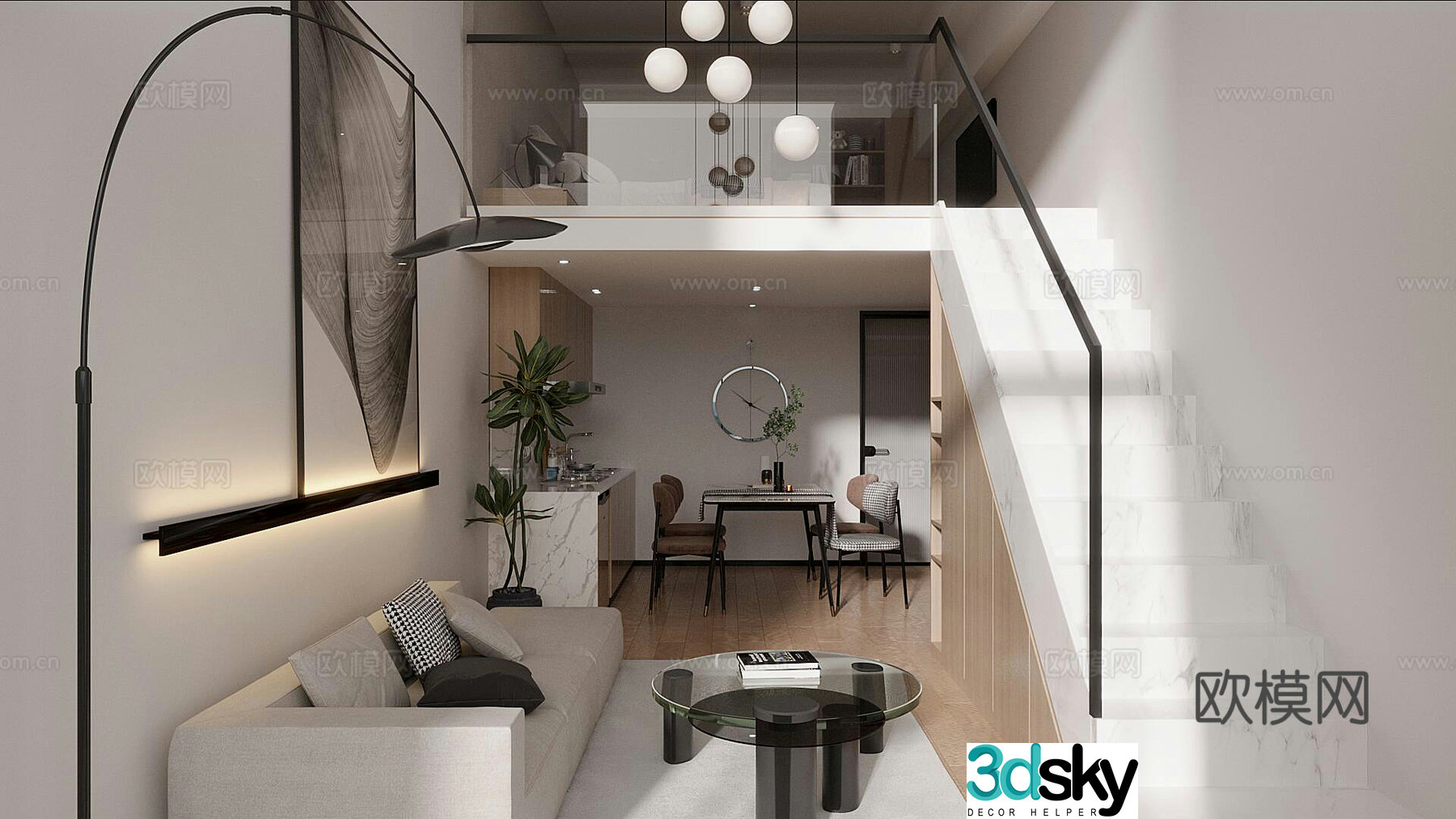 Modern single apartment 3d model