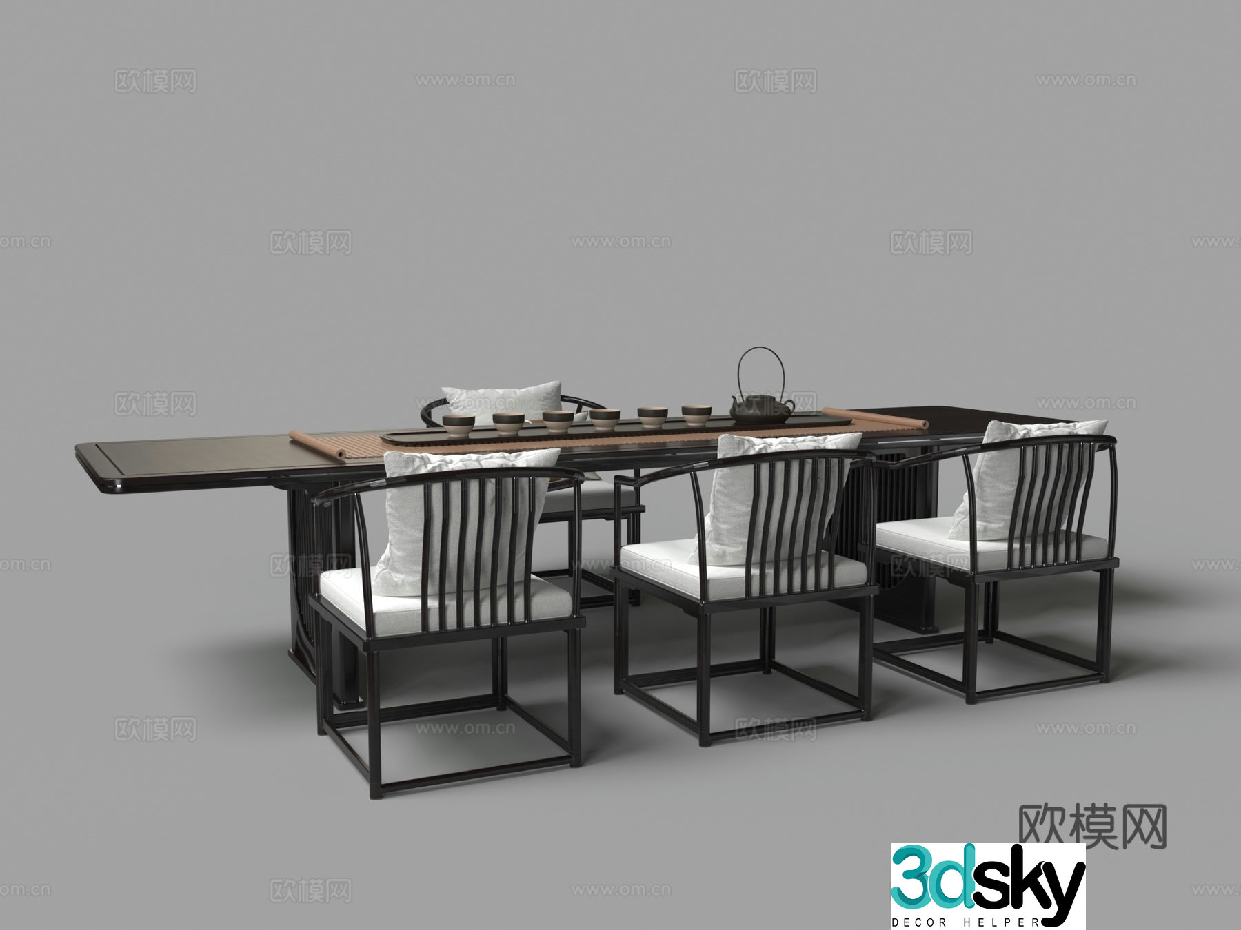 Chinese tea table and chair 3D model