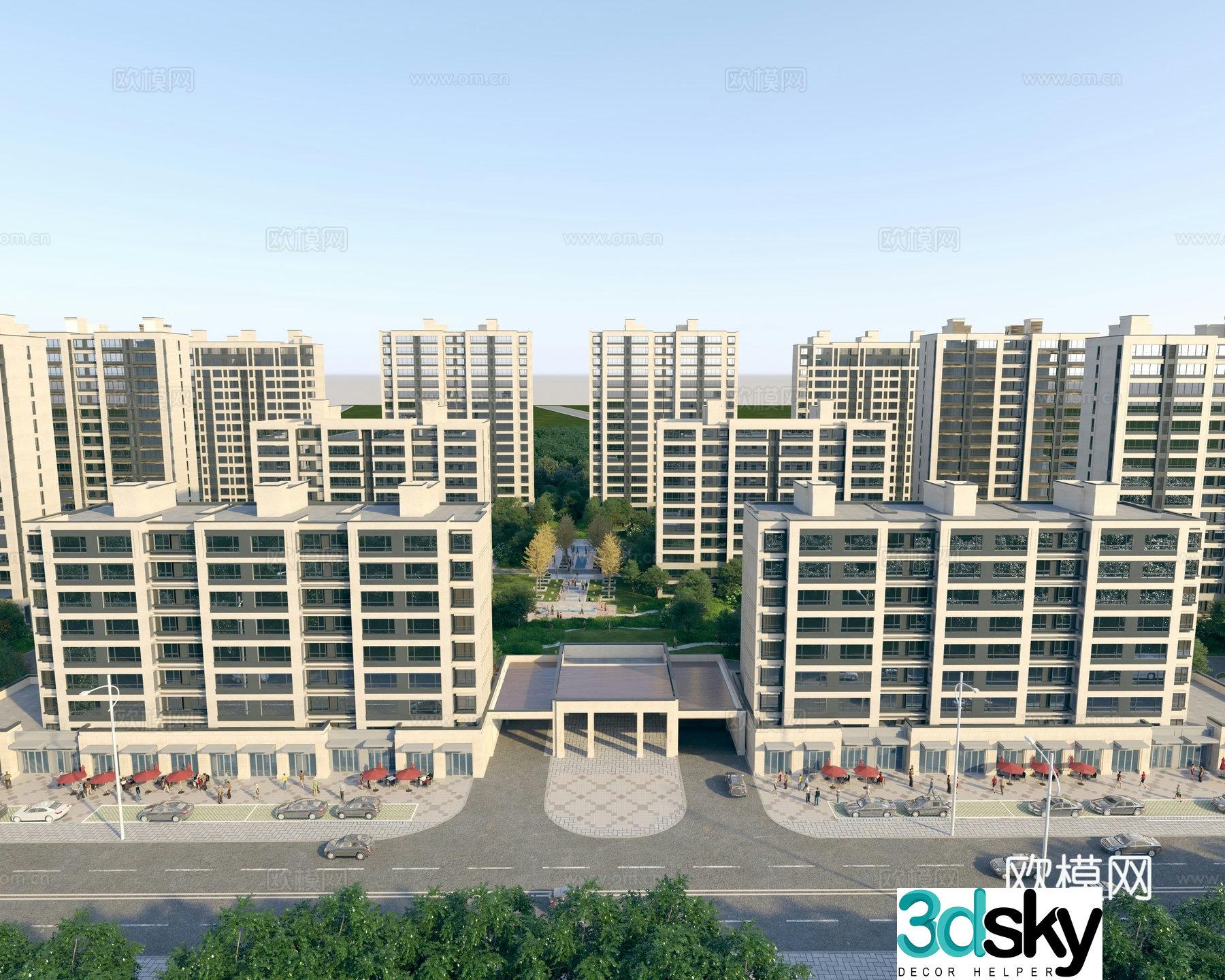 Modern house aerial view 3d model
