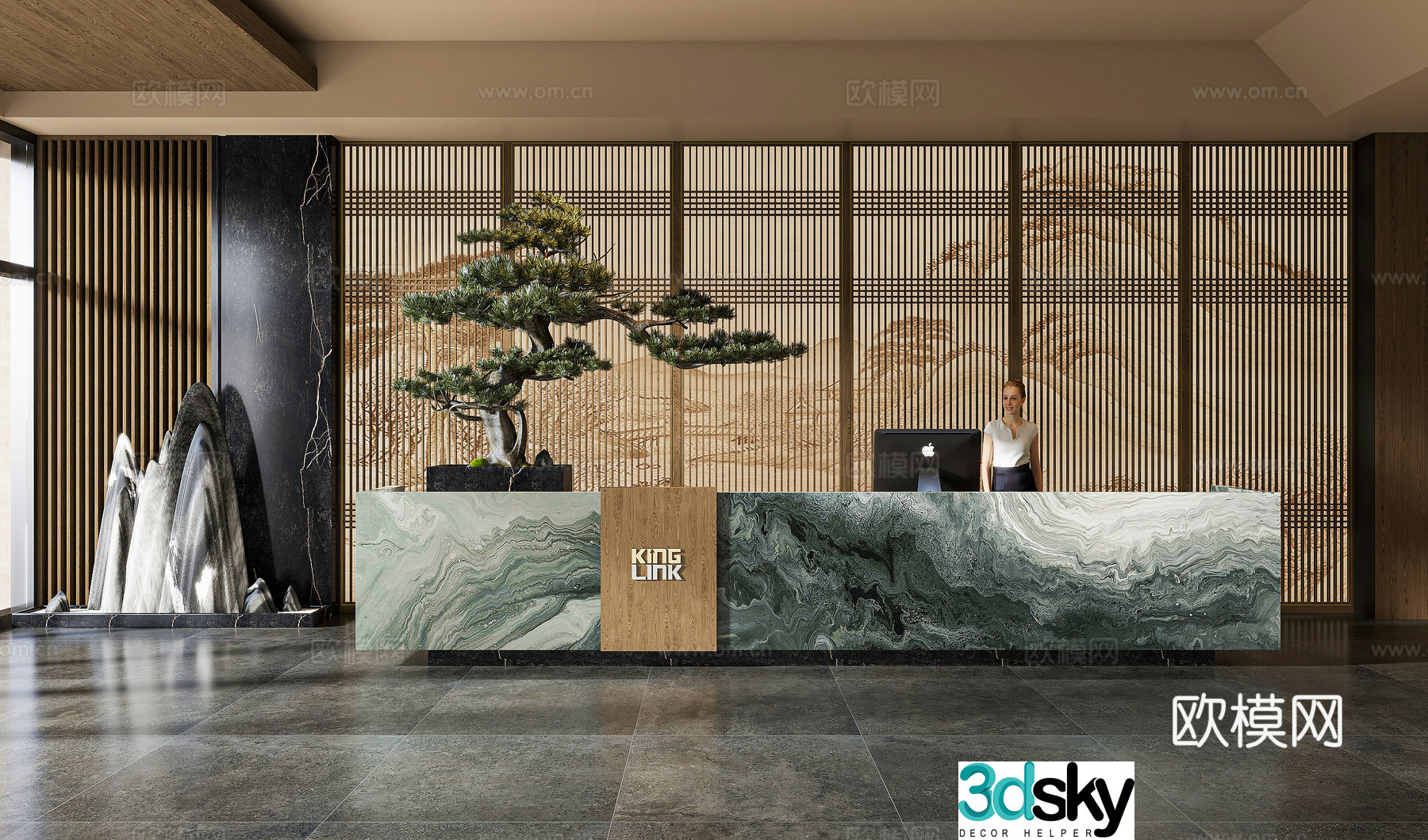 New Chinese office front desk 3D model