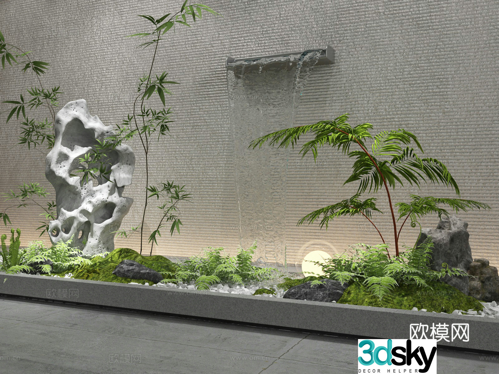 Courtyard water feature rockery stone 3D model