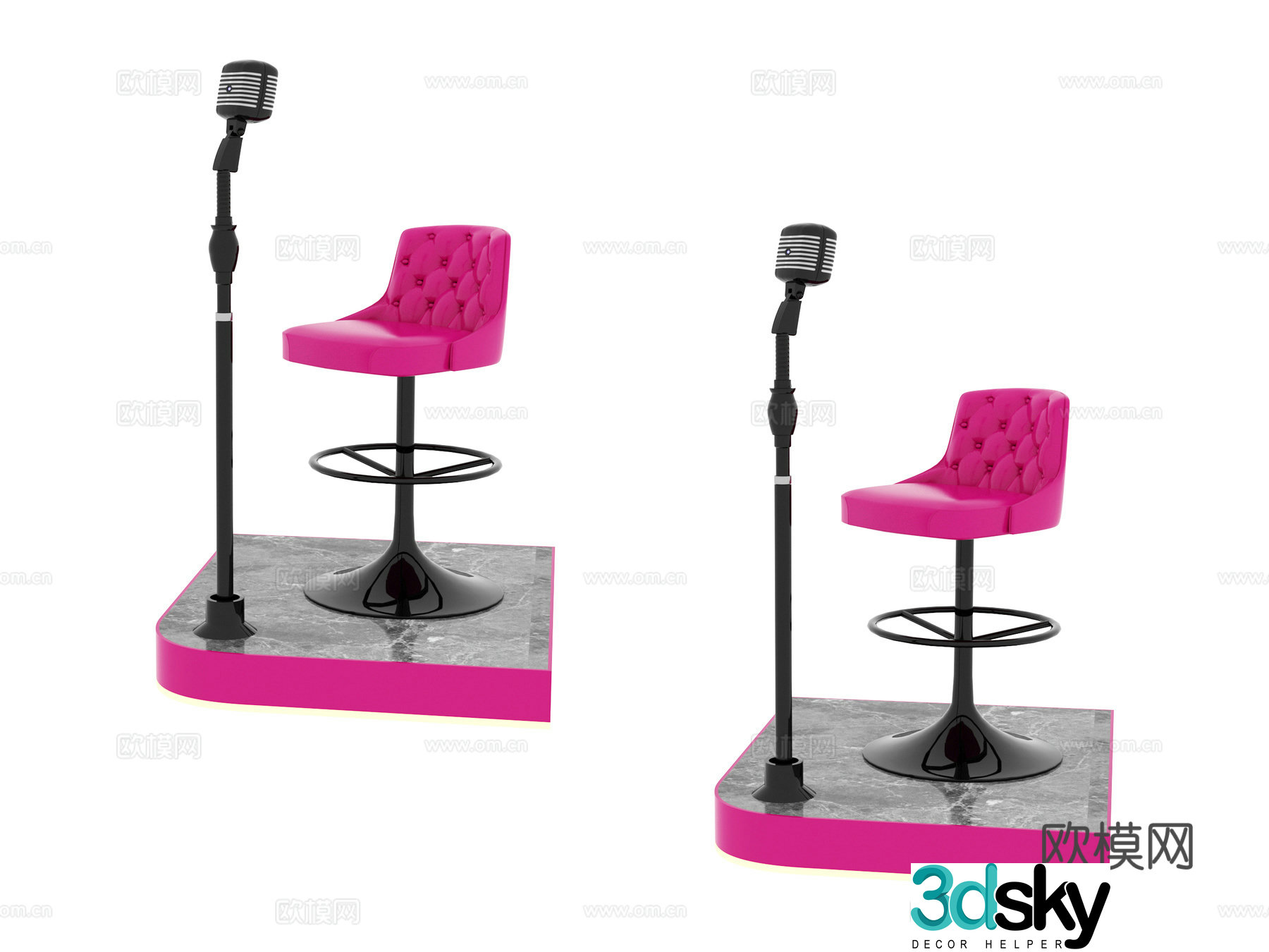 KTV equipment microphone microphone bar chair 3d model