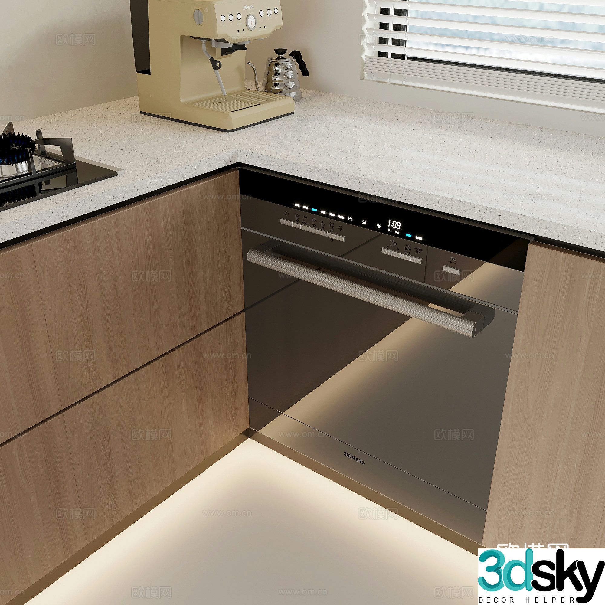 Modern dishwasher kitchen appliance 3D model