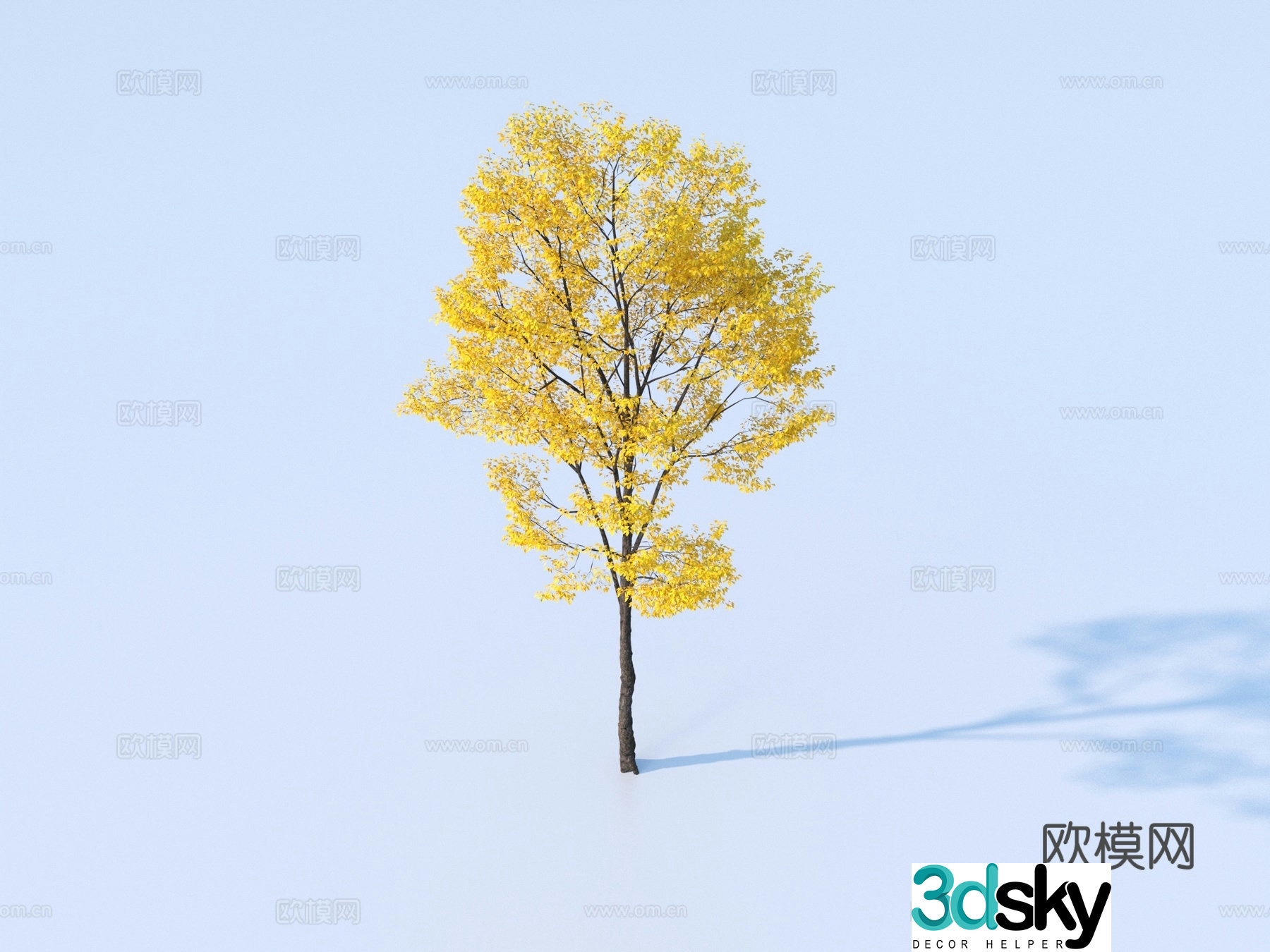Tree Plant Yellow Leaf Tree Autumn and Winter Tree Colorful Tree Landscape Tree 3D Model