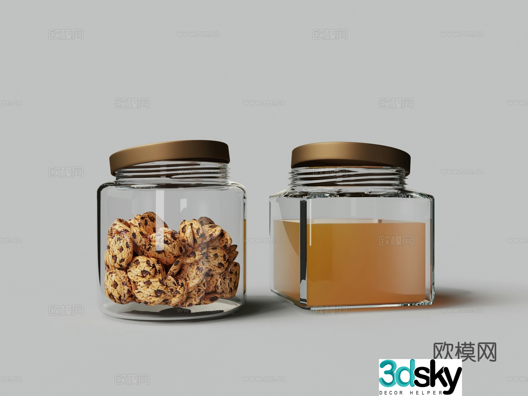 Modern glass can canned food cans 3D model