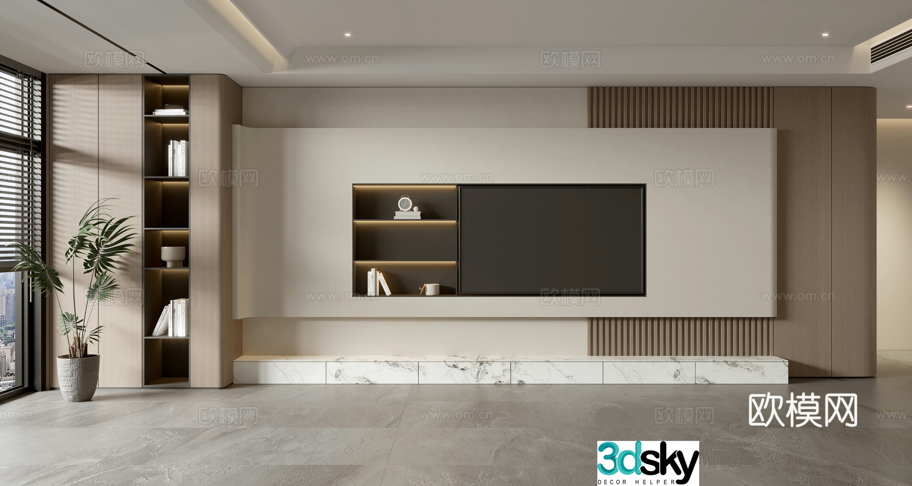 Modern TV background wall 3d model