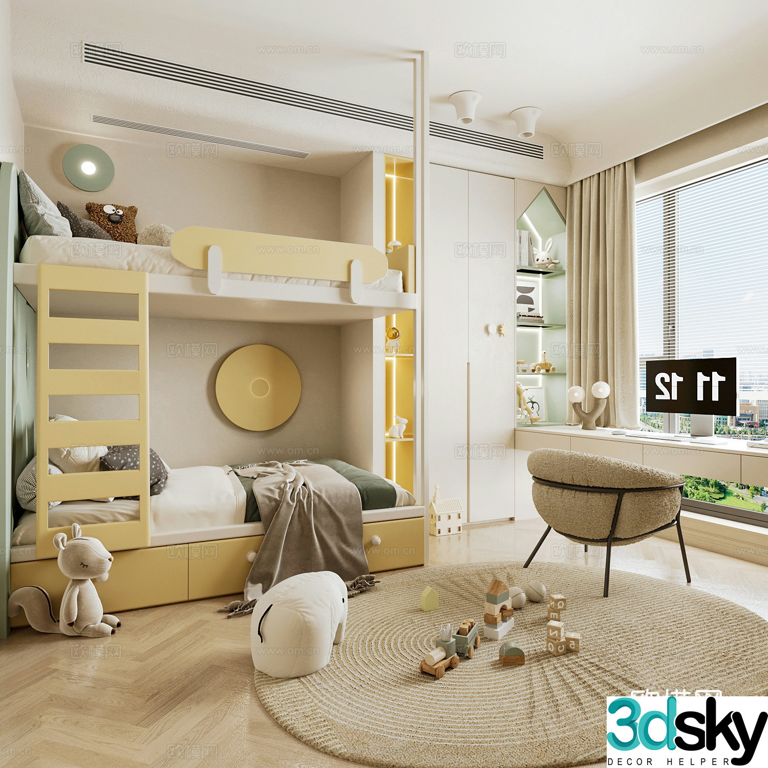 Modern children’s room boy’s room 3d model