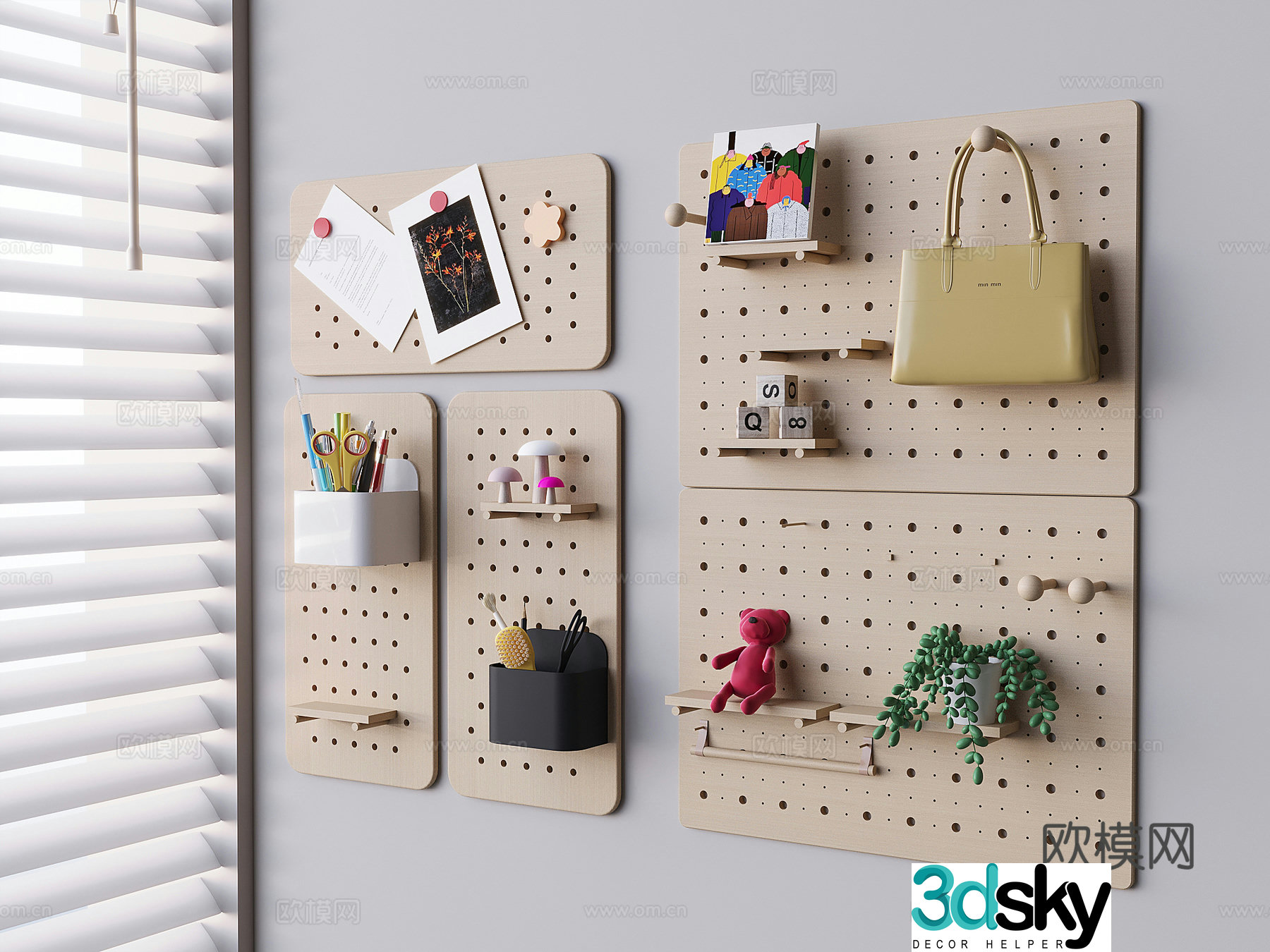 Hole board Photo wall Wall decorative board Shelf 3D model