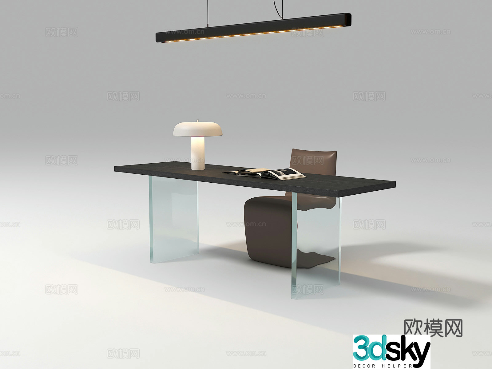 Modern desk and chair 3d model