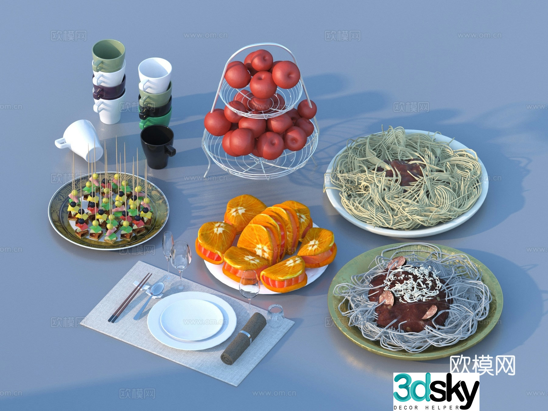 Fruit Food Ornaments Sketch 3d Model