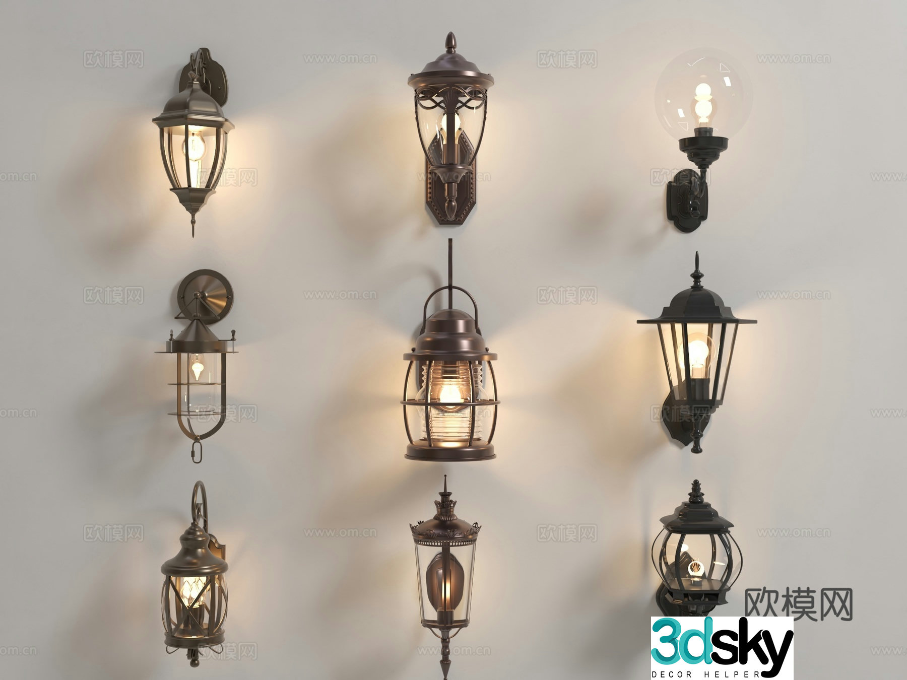 European -style wall lamp Outdoor wall lamp Outdoor wall lamp courtyard wall lamp 3D model