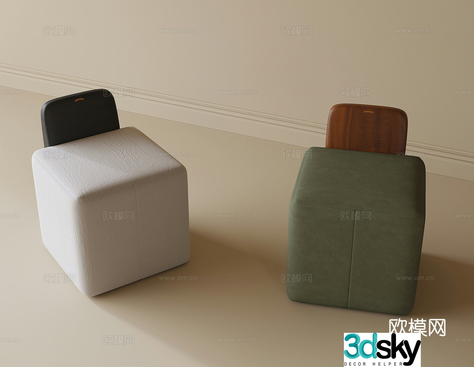 Modern sofa stool shoe changing stool dressing stool 3D model
