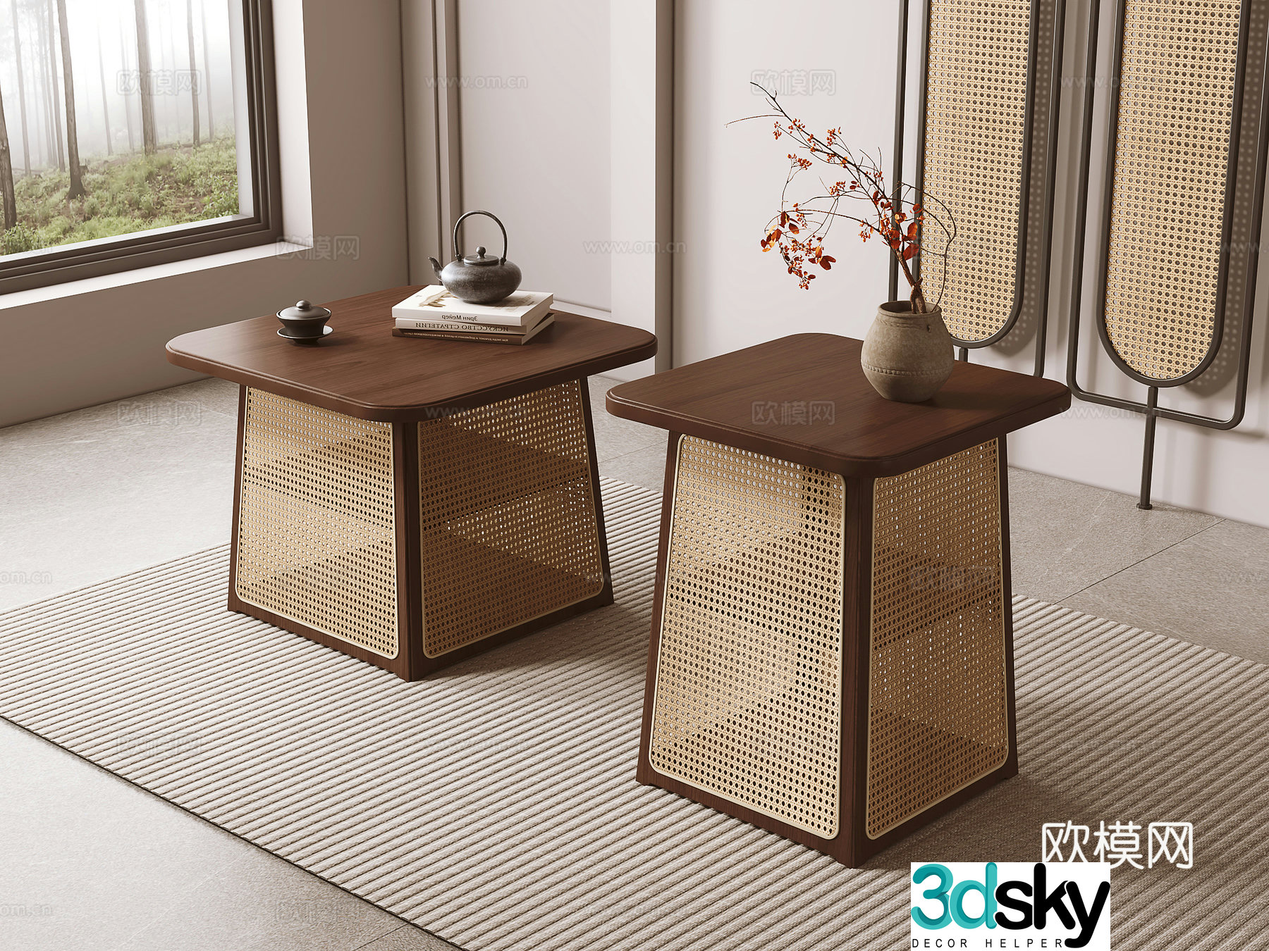 New Chinese side table angle table 3D model