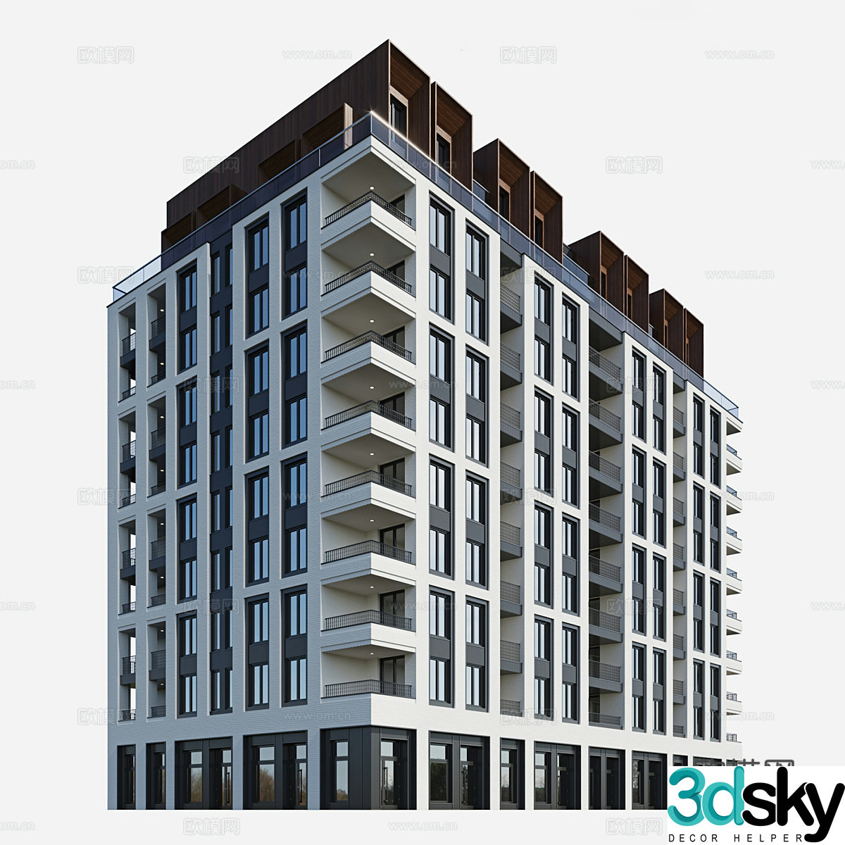 The appearance of the residential building 3D model