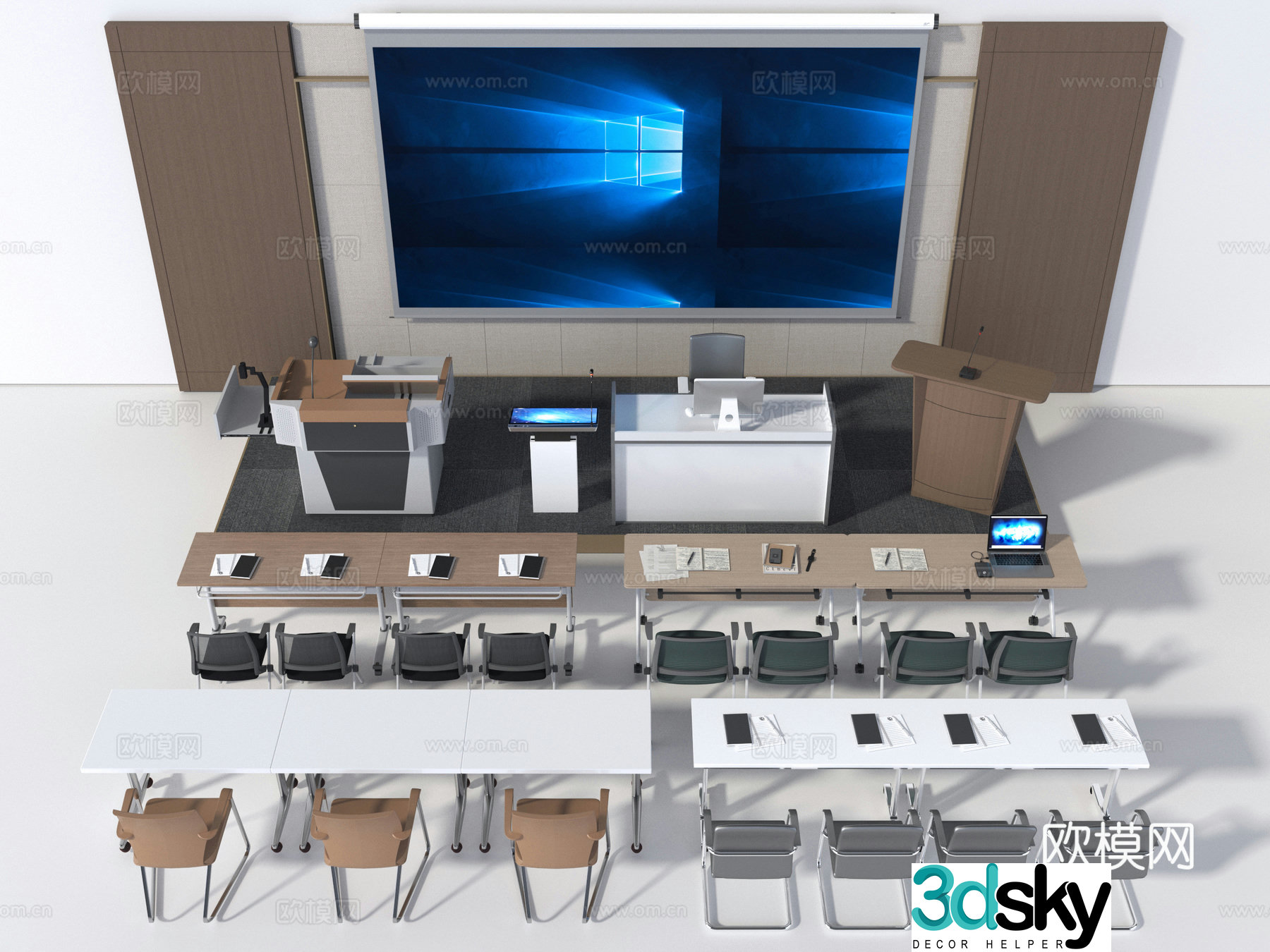Modern training room conference room 3D model