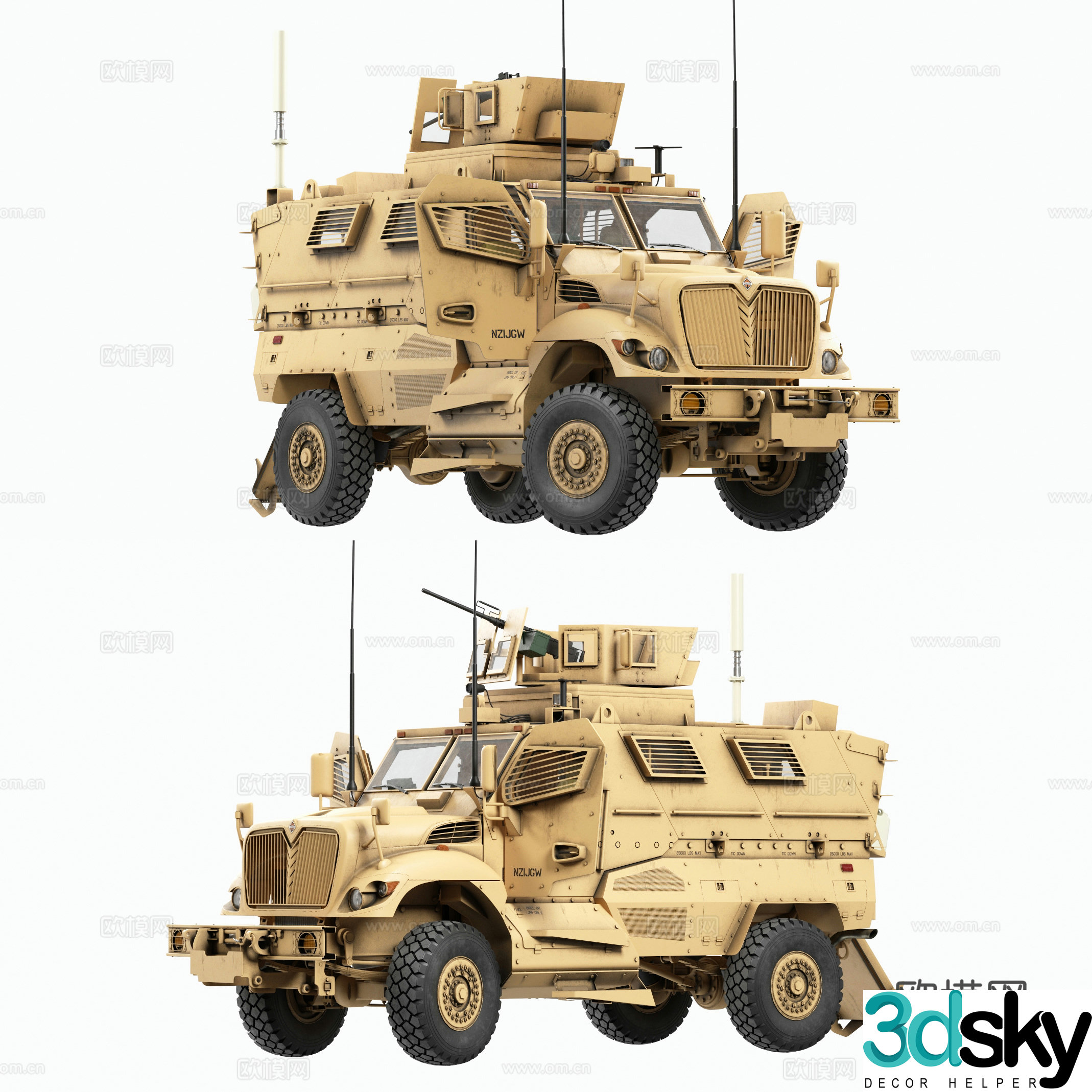 Armored Vehicle Military Truck 3D Model