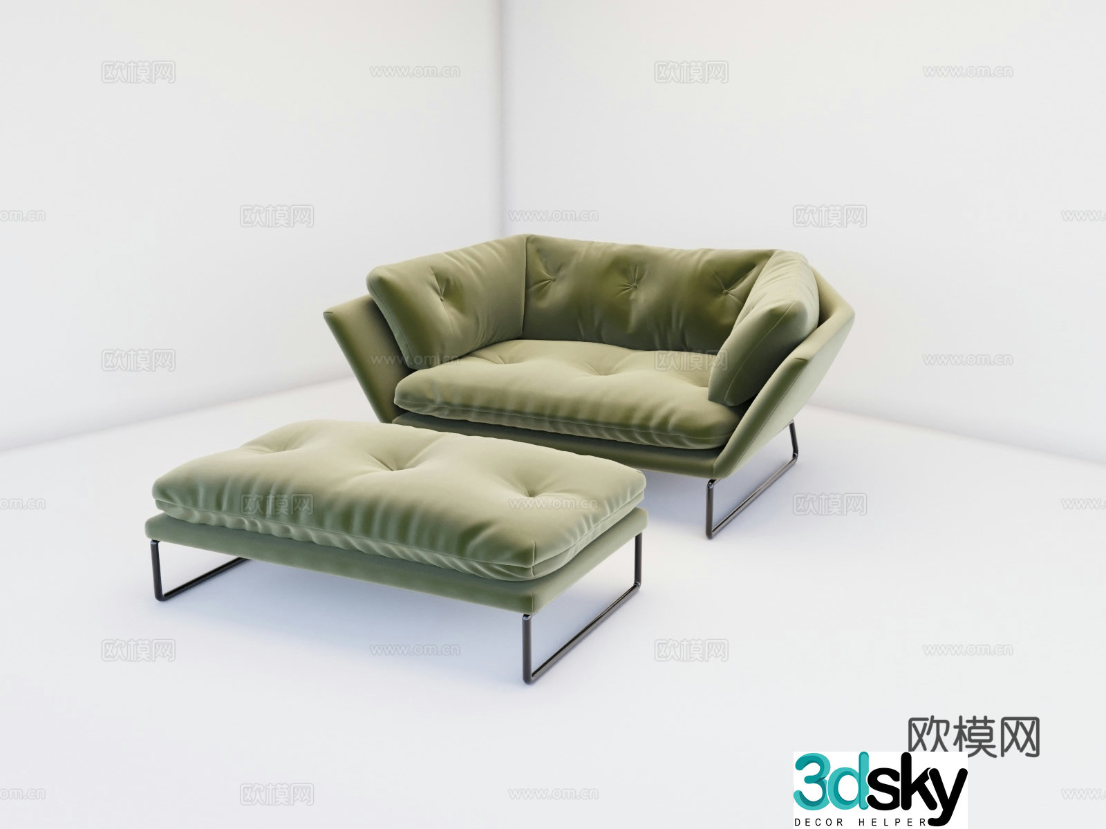Double casual sofa 3d model