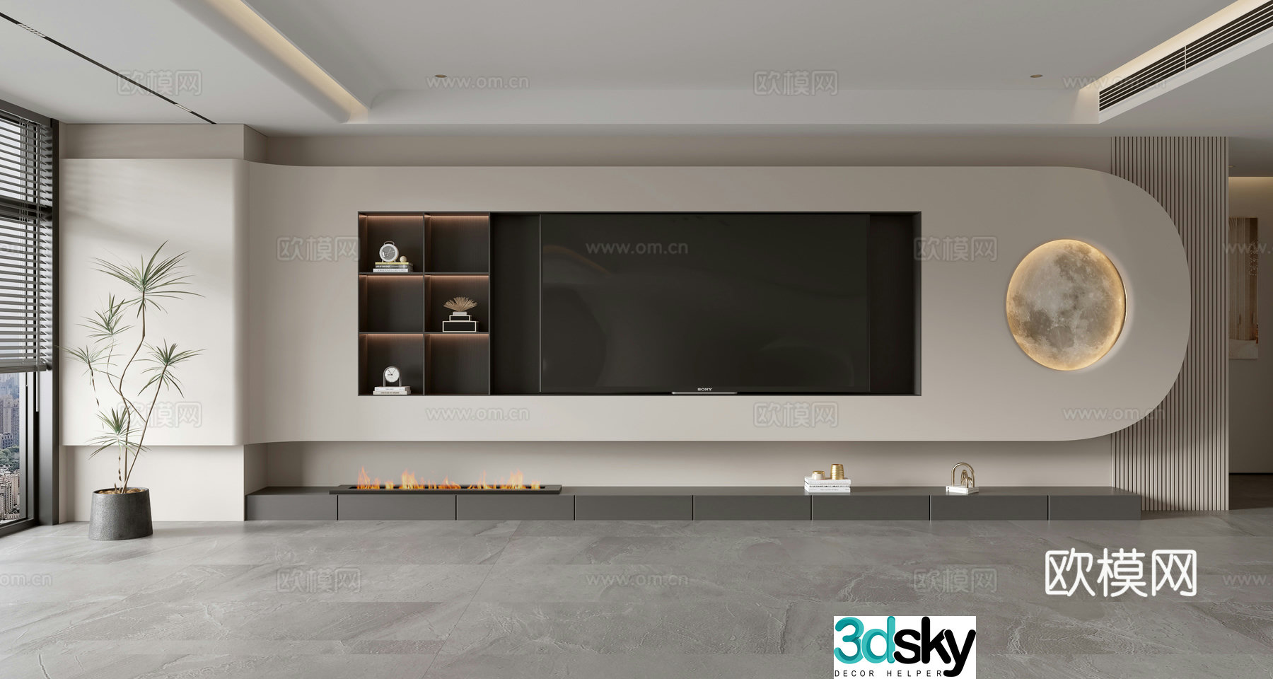 Modern TV background wall 3d model