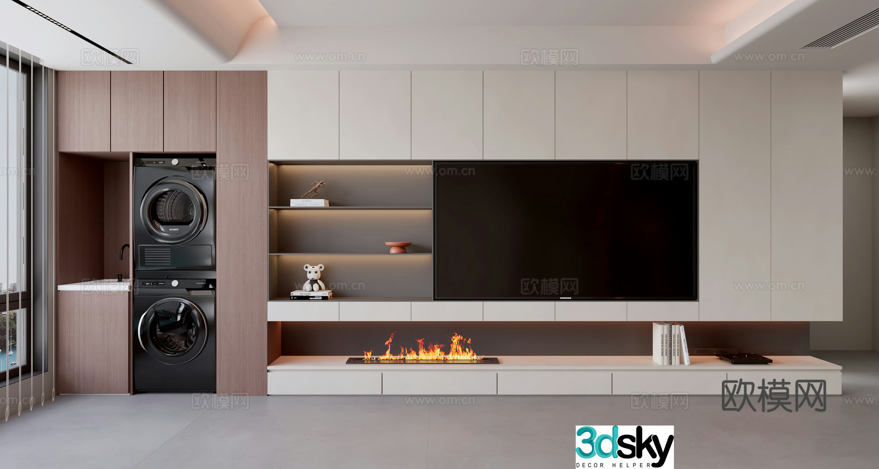 Modern TV background wall 3d model