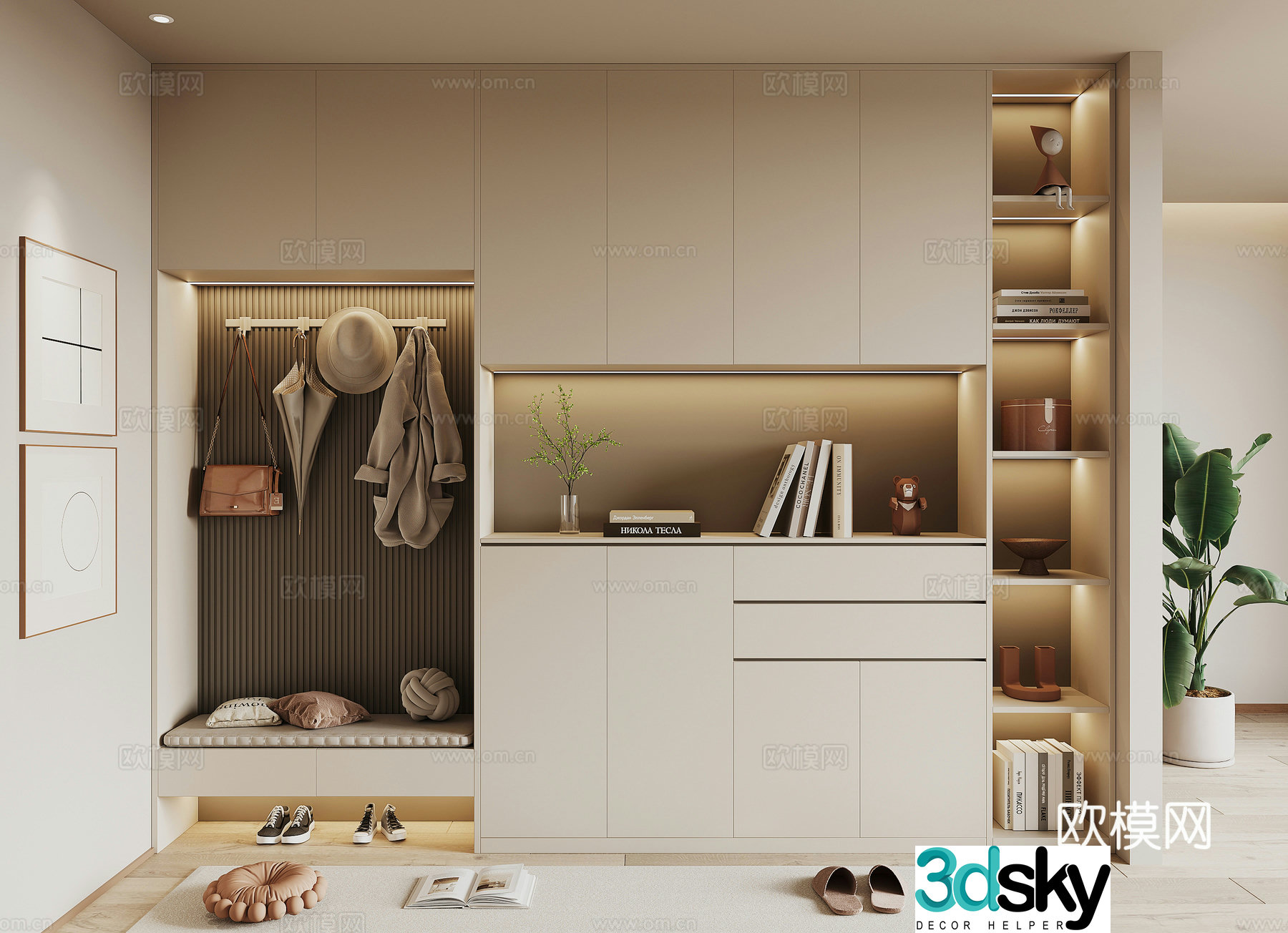 Modern porch shoe cabinet 3d model