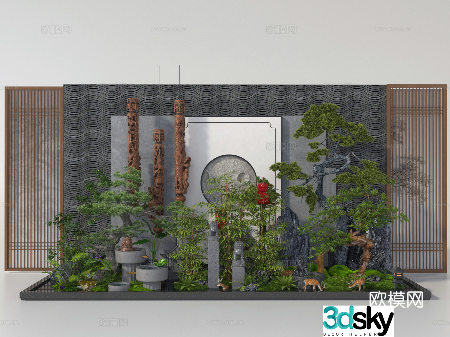 Green plant landscape plant pile 3D model