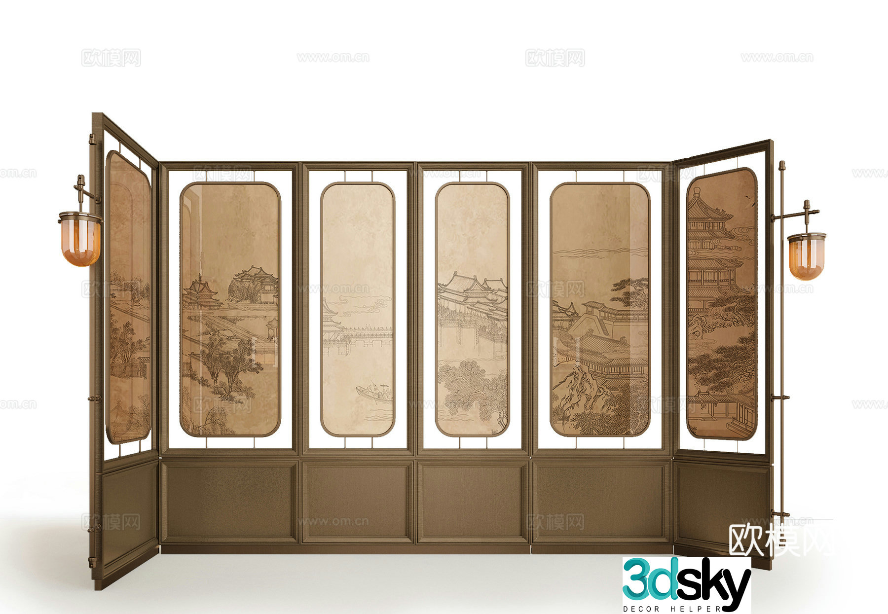 New Chinese style mural screen 3D model