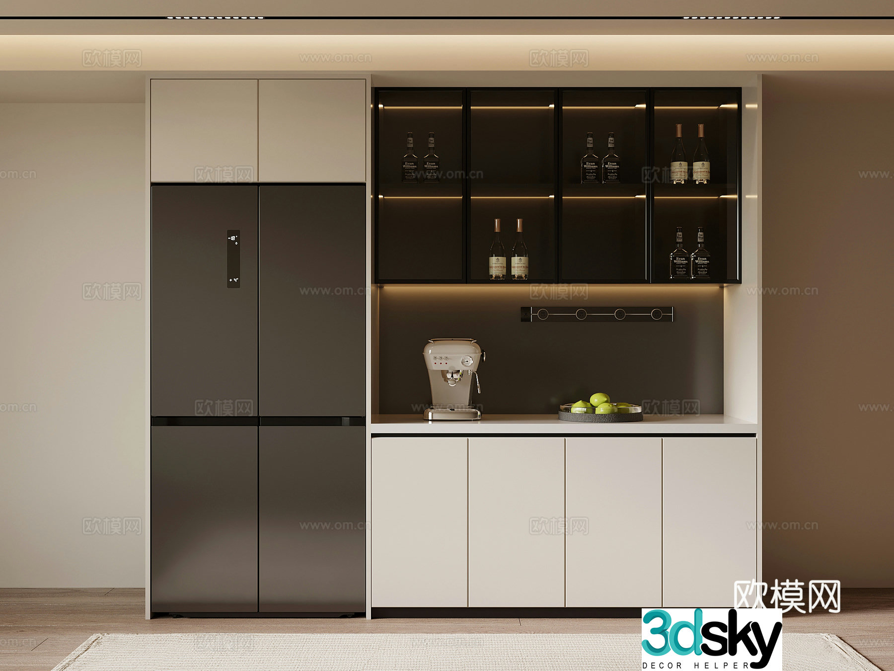 Modern wine cabinet sideboard 3D model