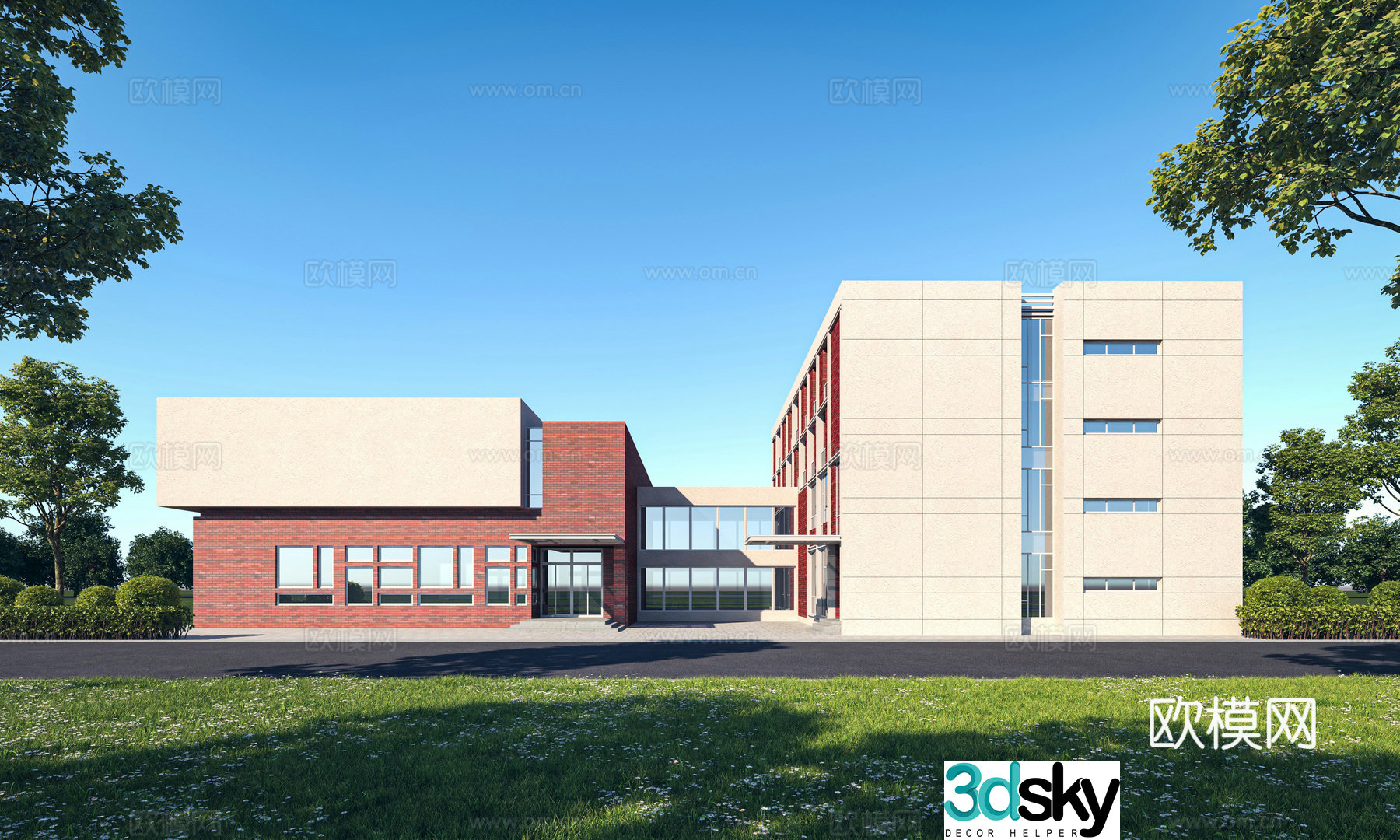 Modern office building exterior 3d model