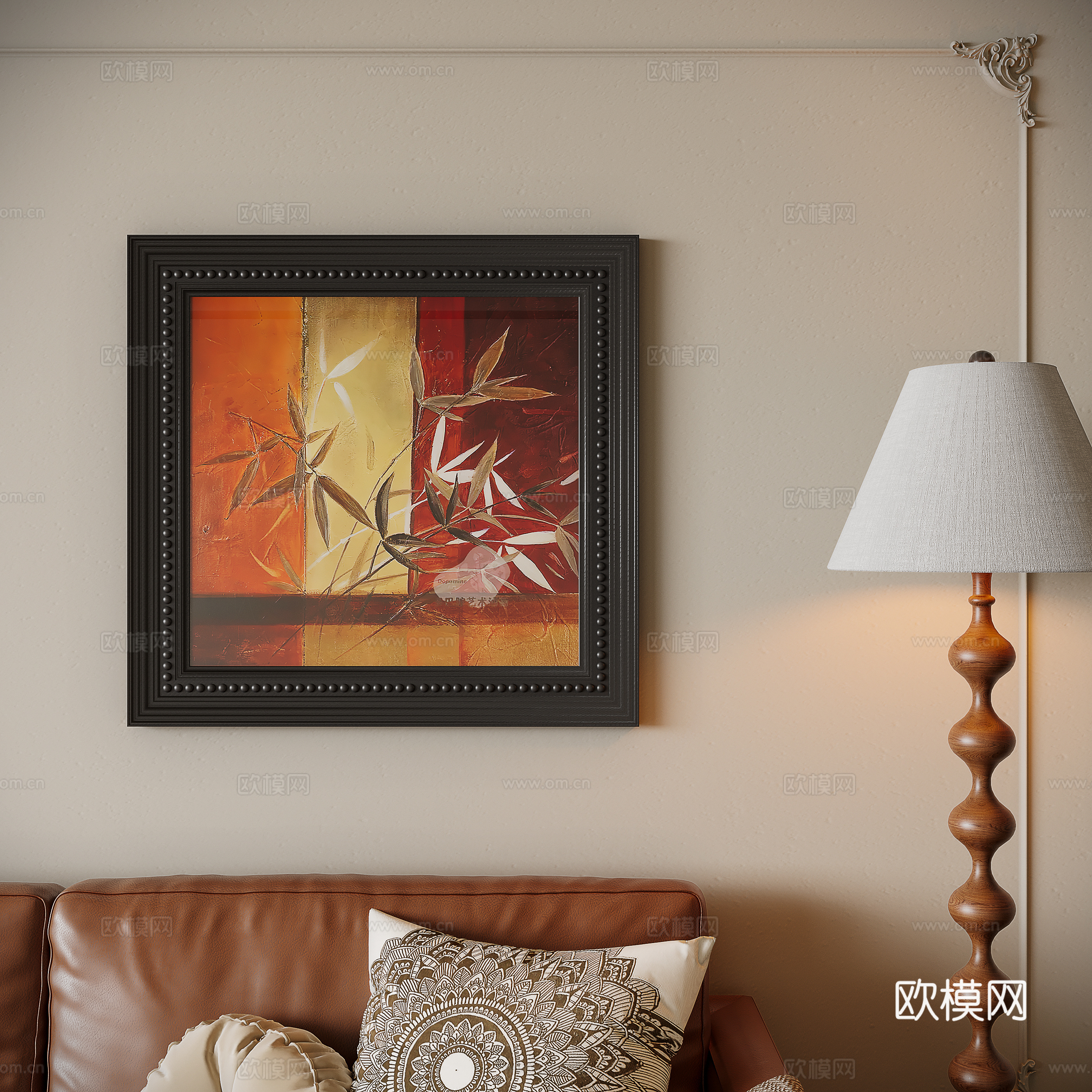 French hanging paintings decorative painting 3d model