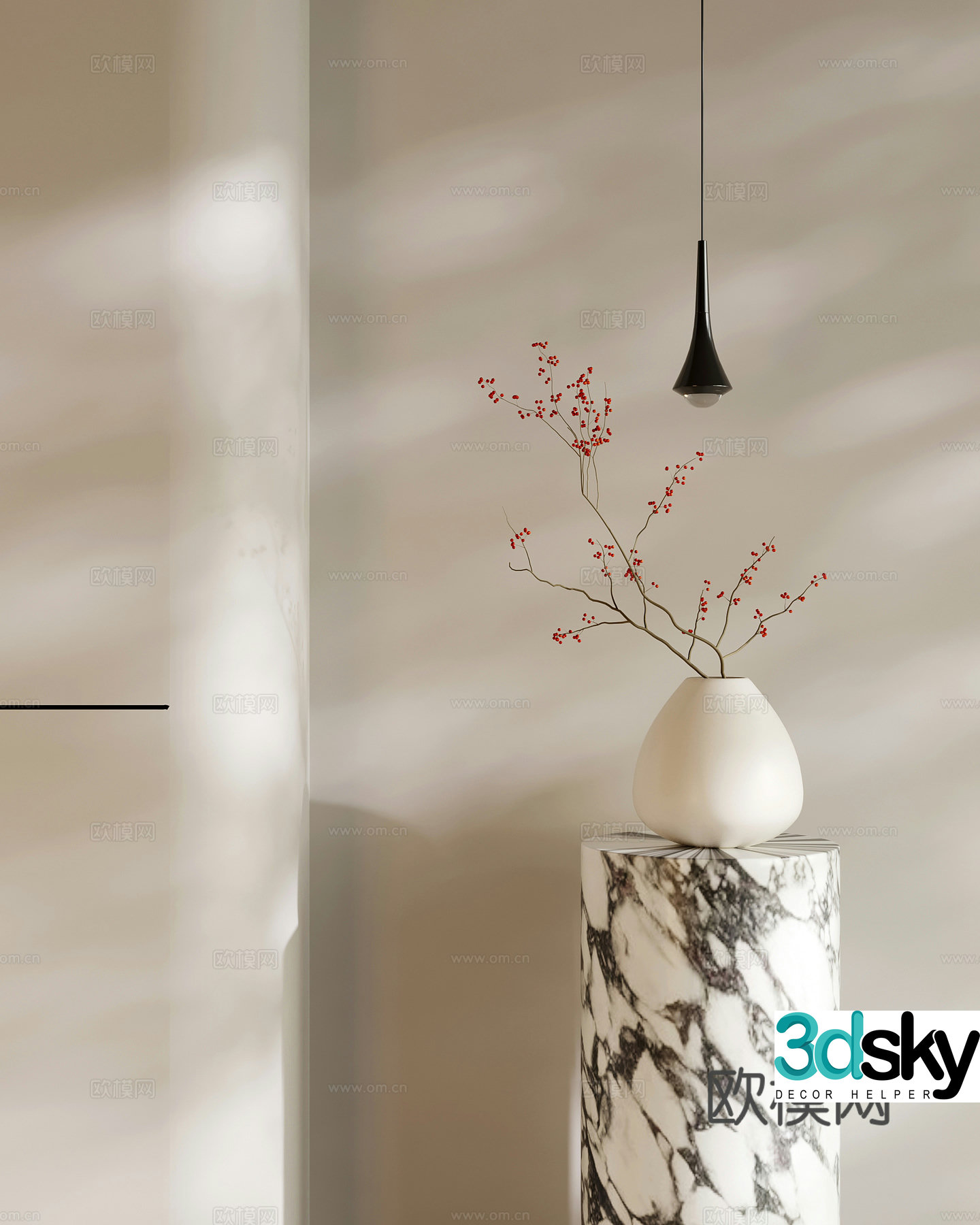 Middle-aged vase flowers flower art 3d model