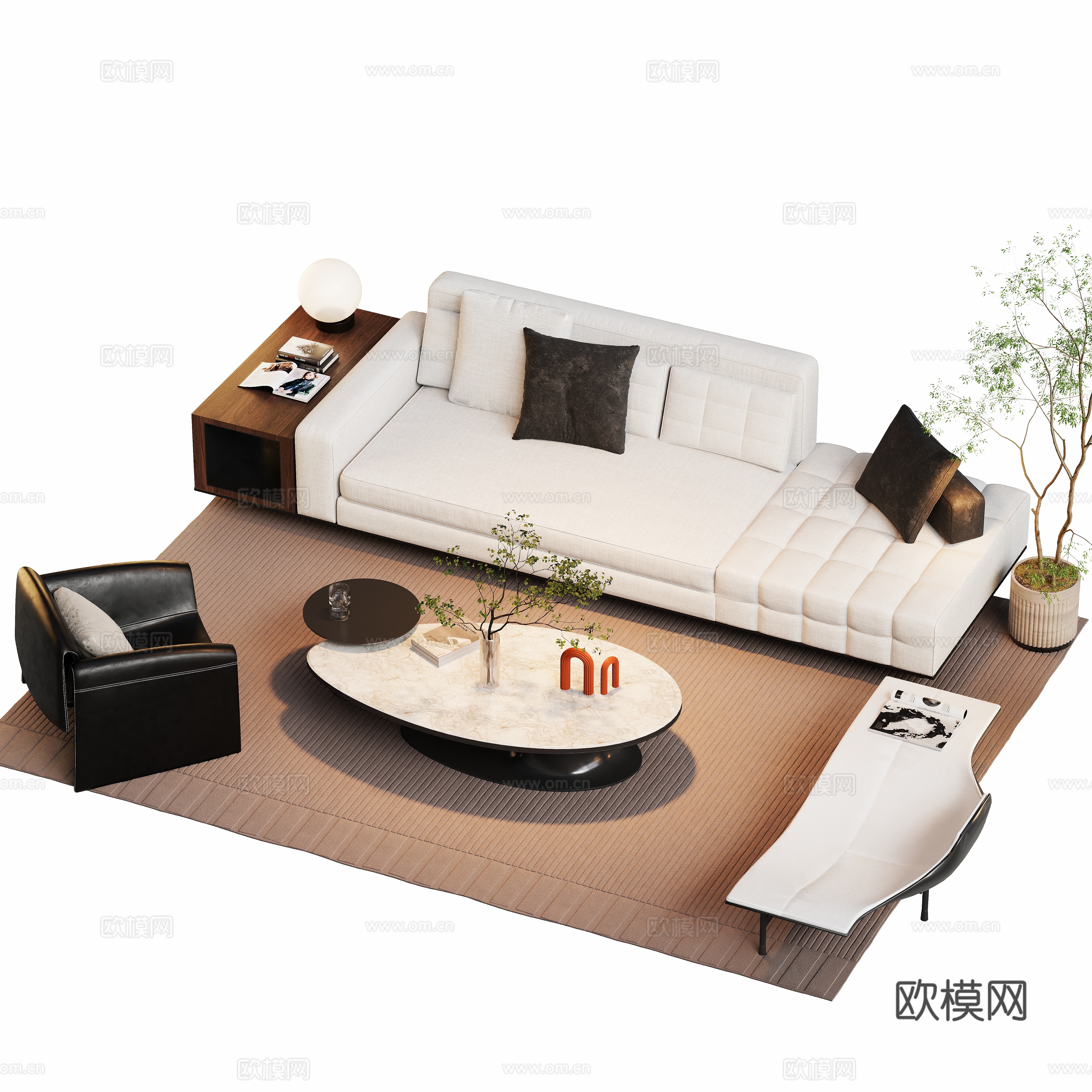 Modern combination sofa 3d model