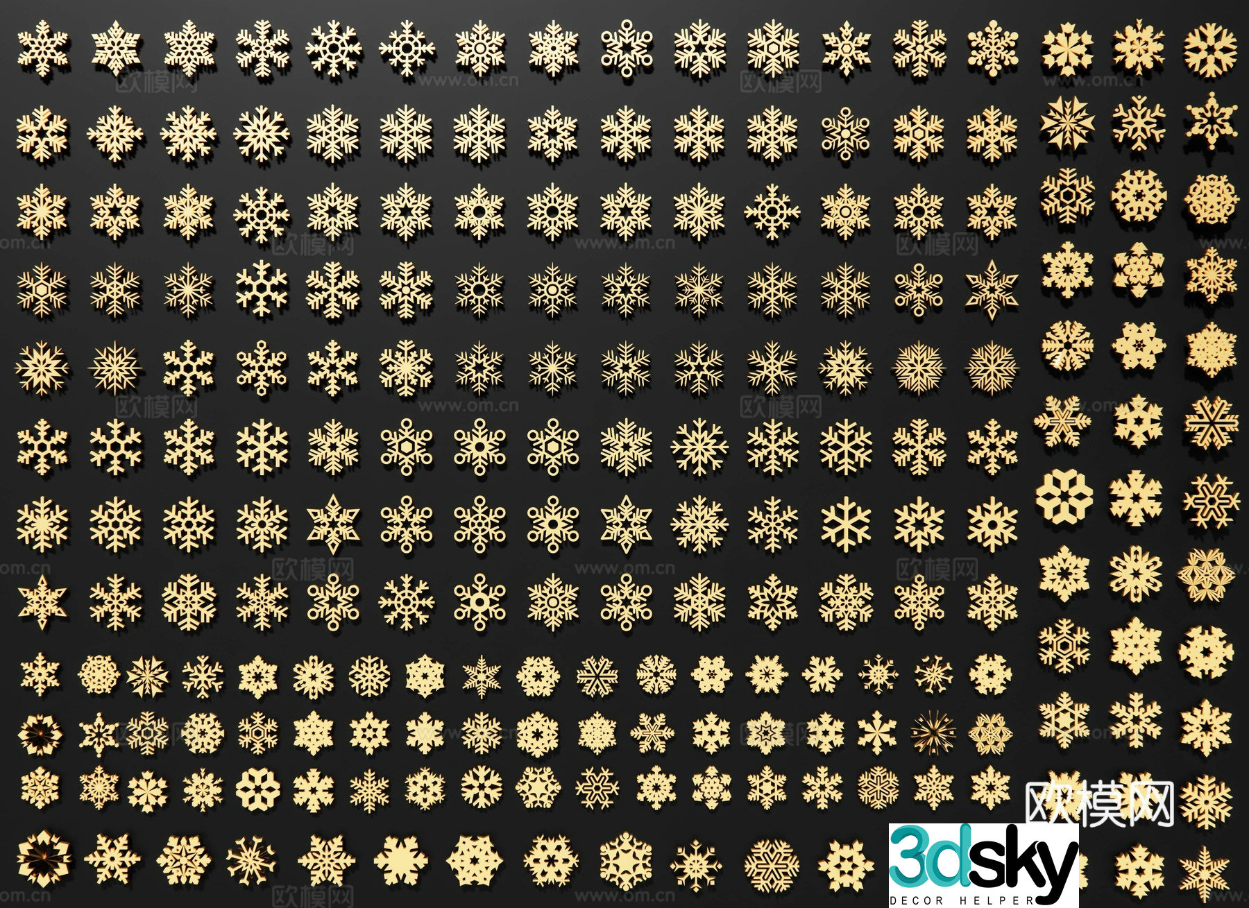 Snowflake silhouette snowflake pattern wall decoration pendant 3d model