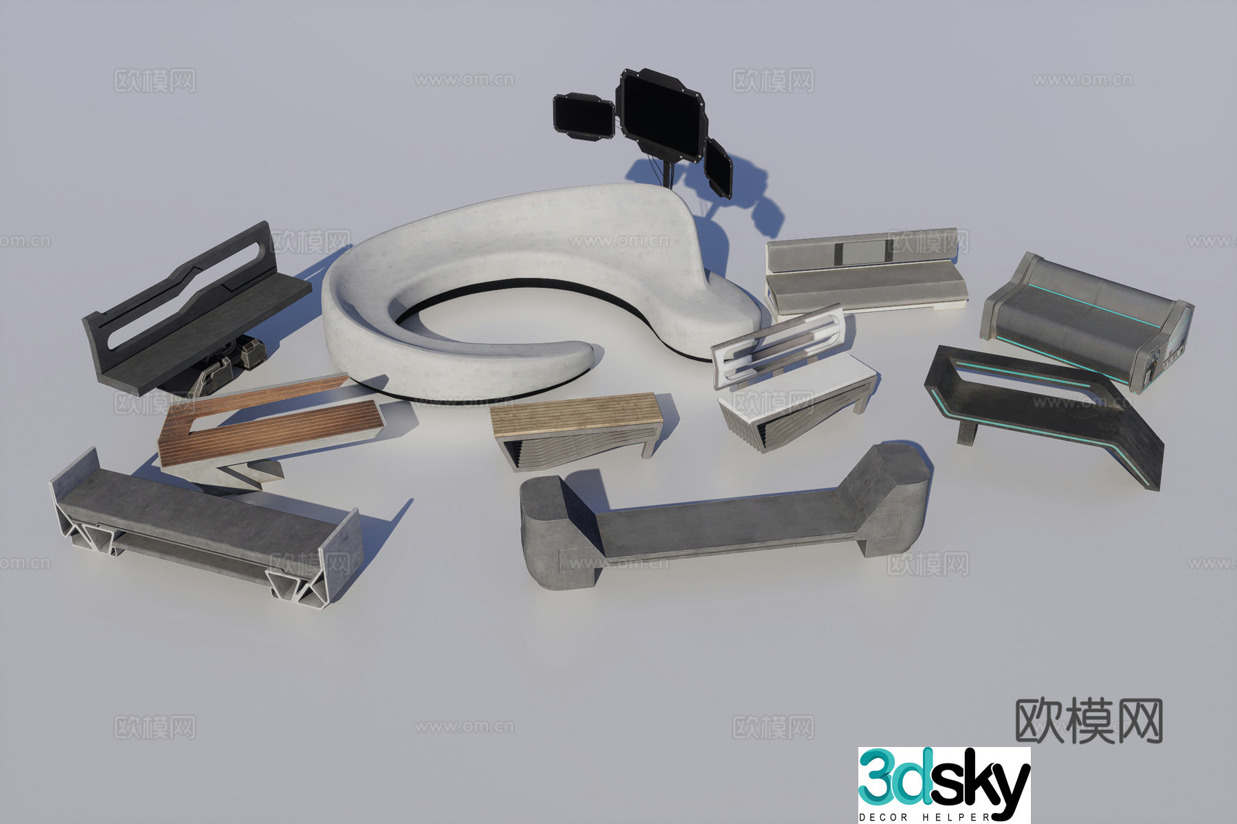 Outdoor chair science fiction seat 3D model