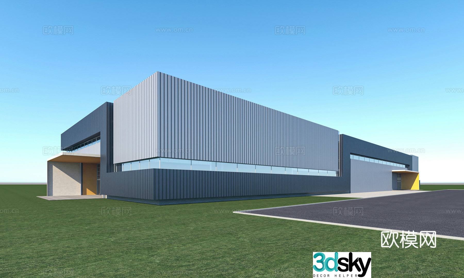 3D model of modern factory building appearance