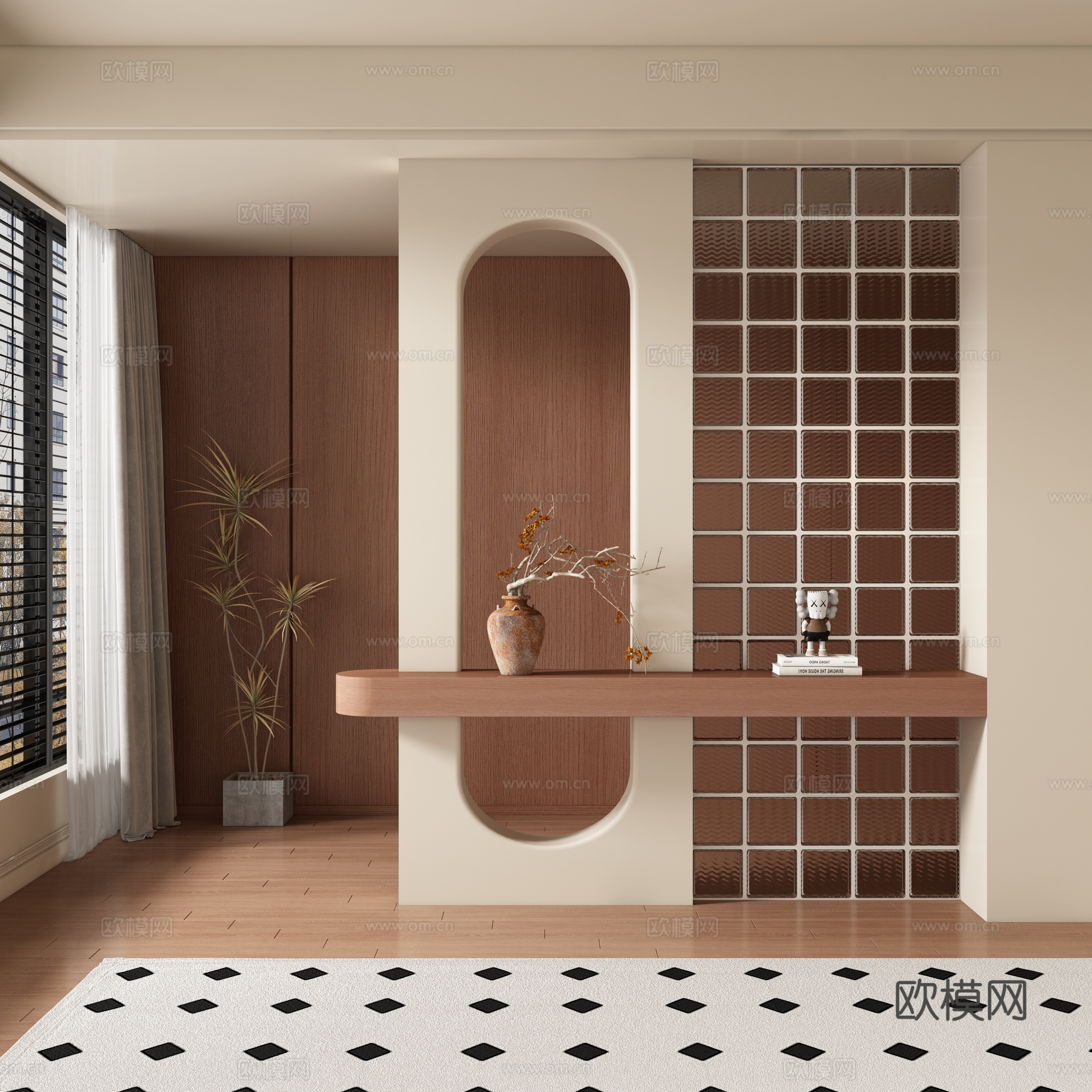 Middle -aged wind and porch partition 3D model