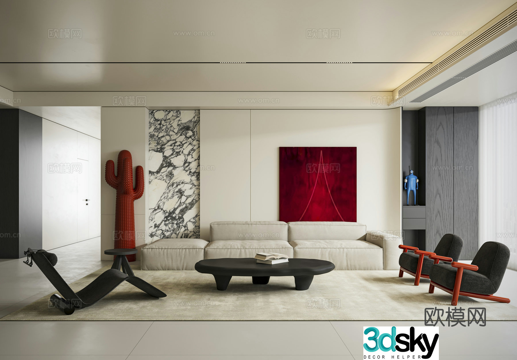Modern minimalist room 3D model