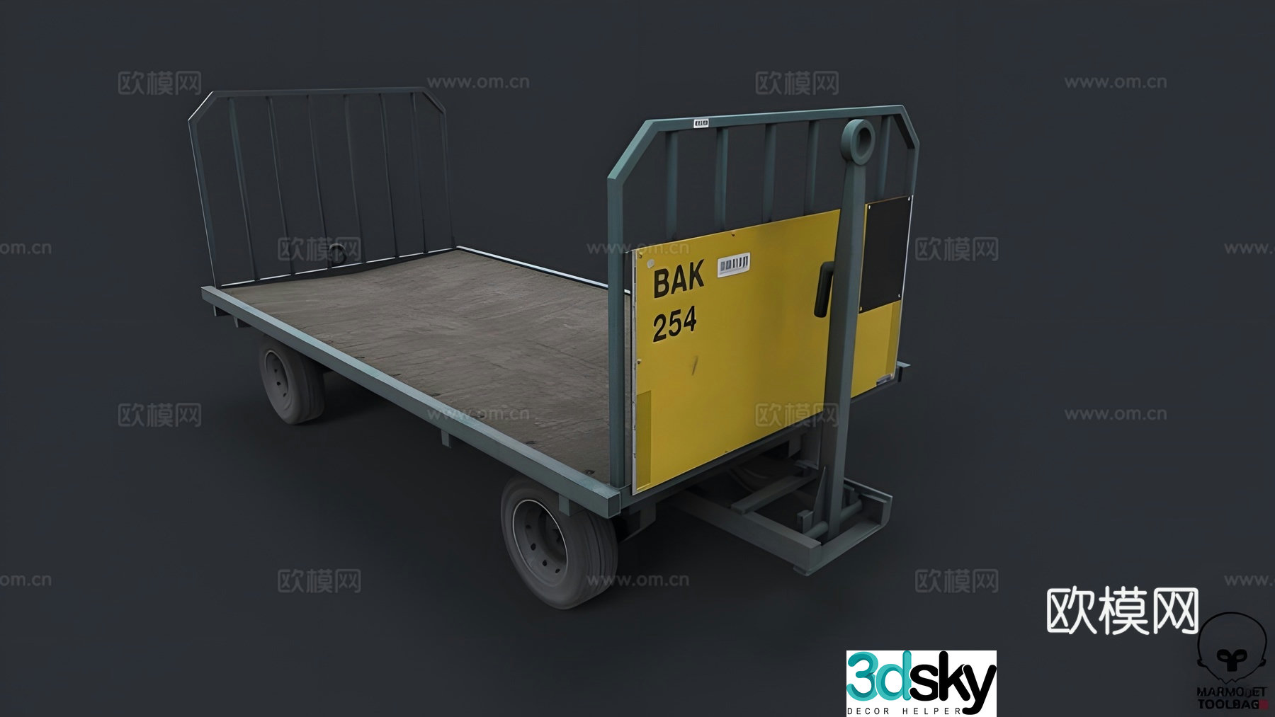 Airport luggage cart 3d model